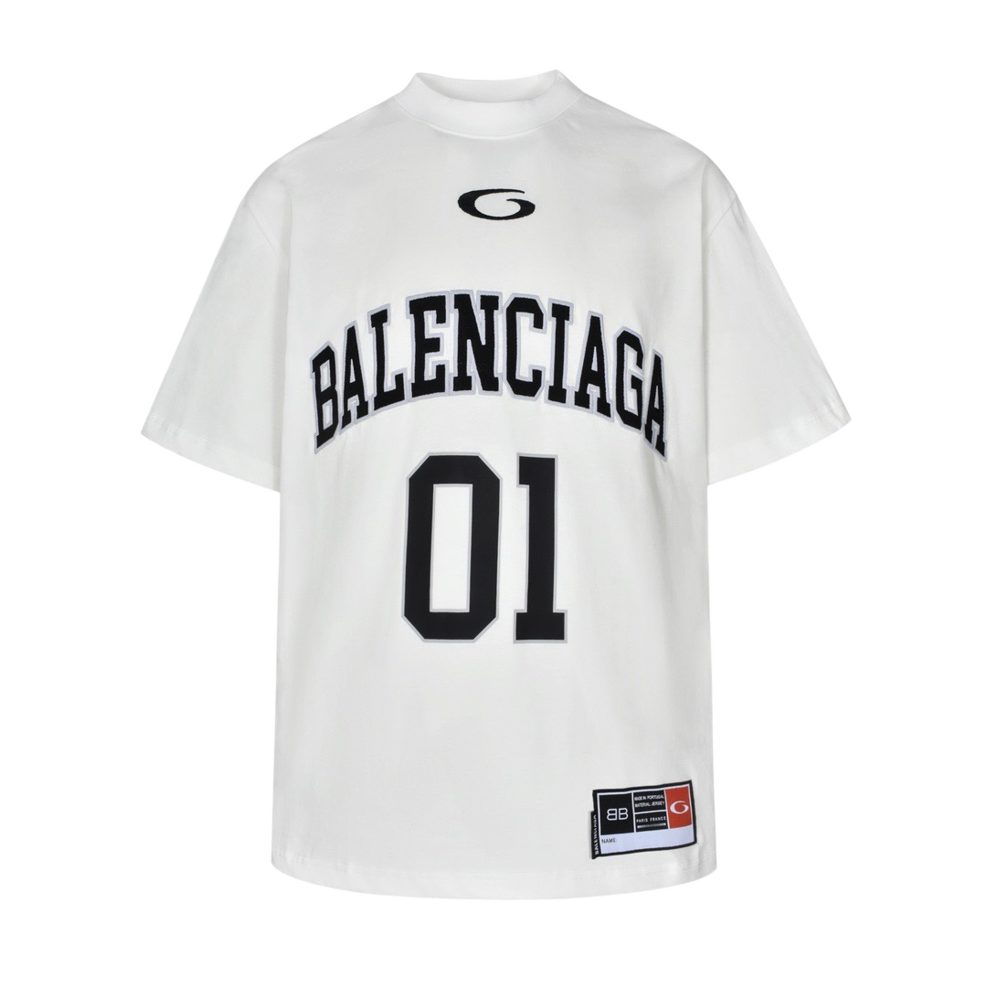 P155 BLCG 25SS camiseta de manga corta número 01 de la serie de baloncesto (blanca). Tejido de punto liso de algodón pe…