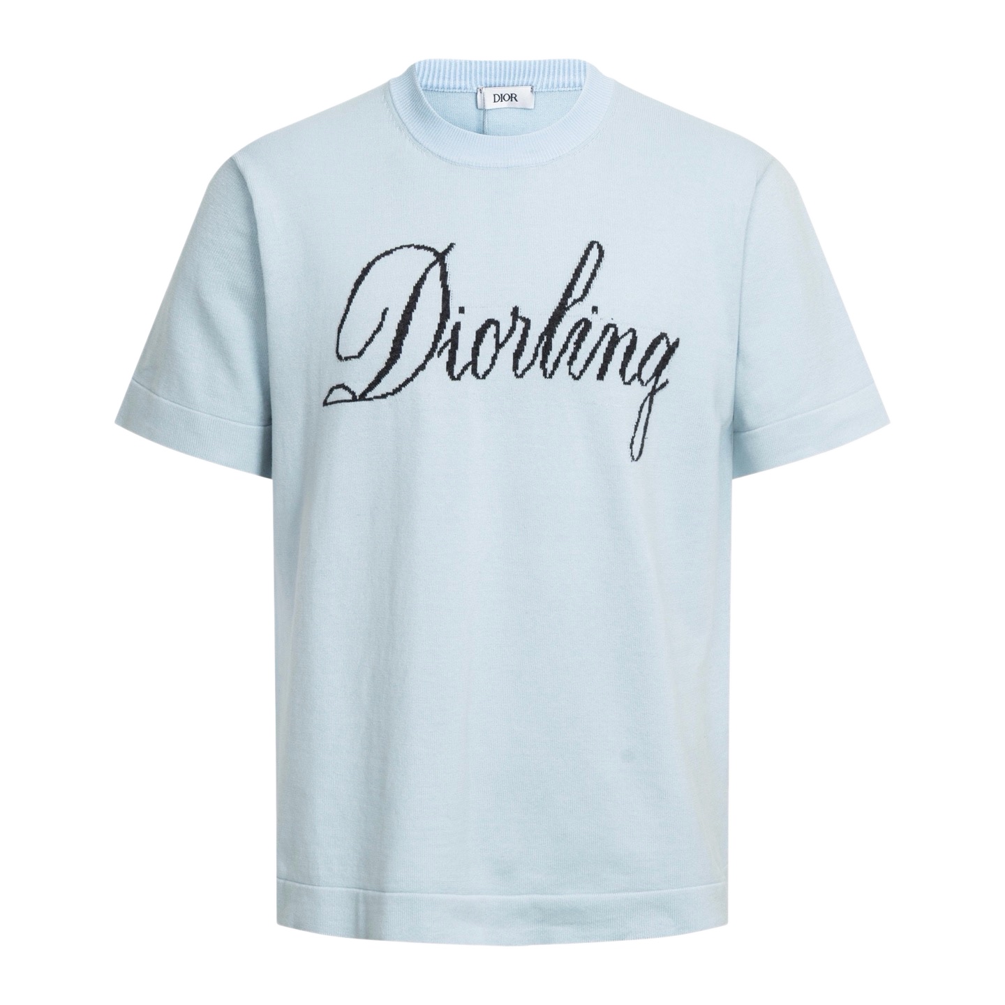 Dior CD 25SS 手写体字母毛织短袖蓝色