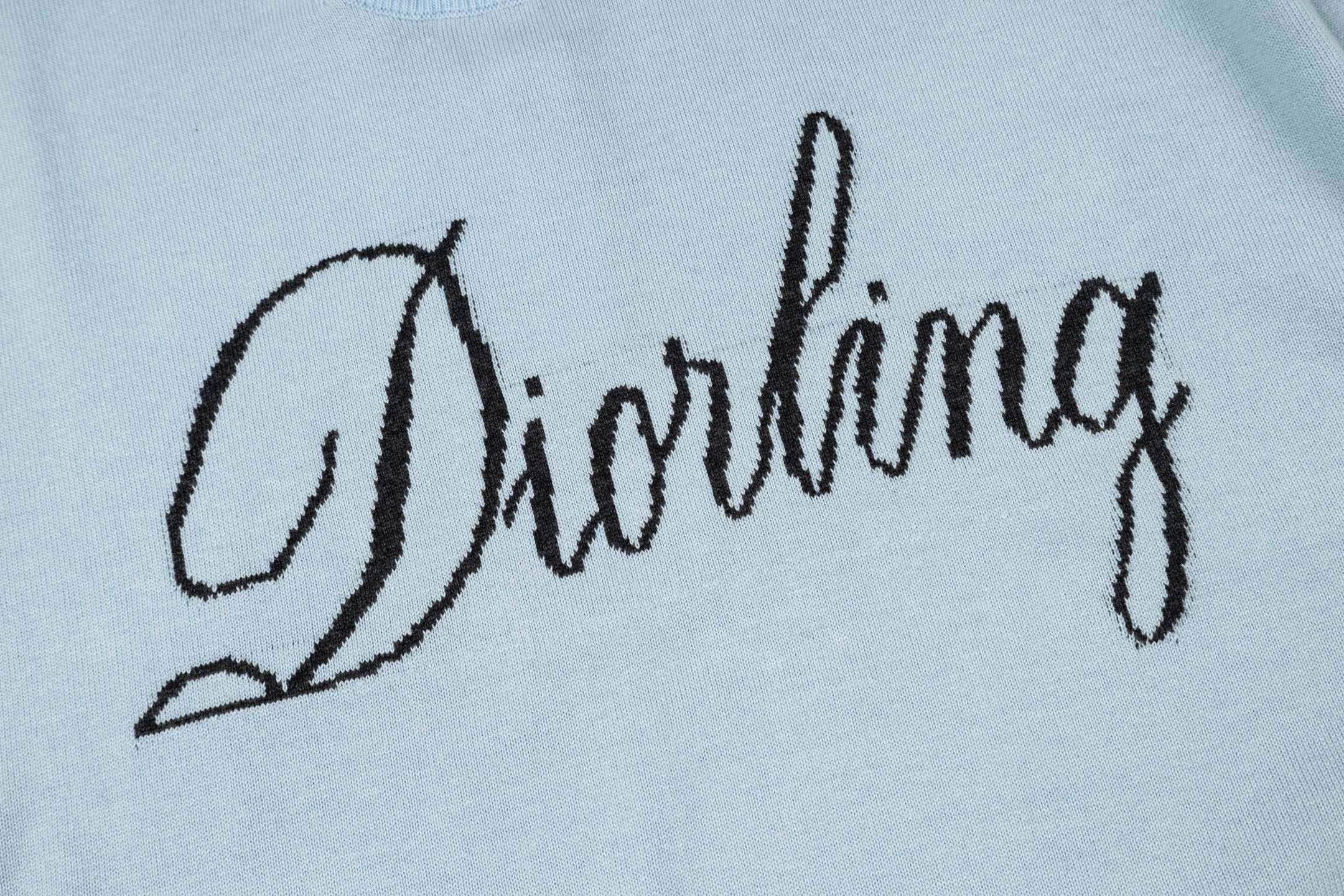 Dior CD 25SS 手写体字母毛织短袖蓝色