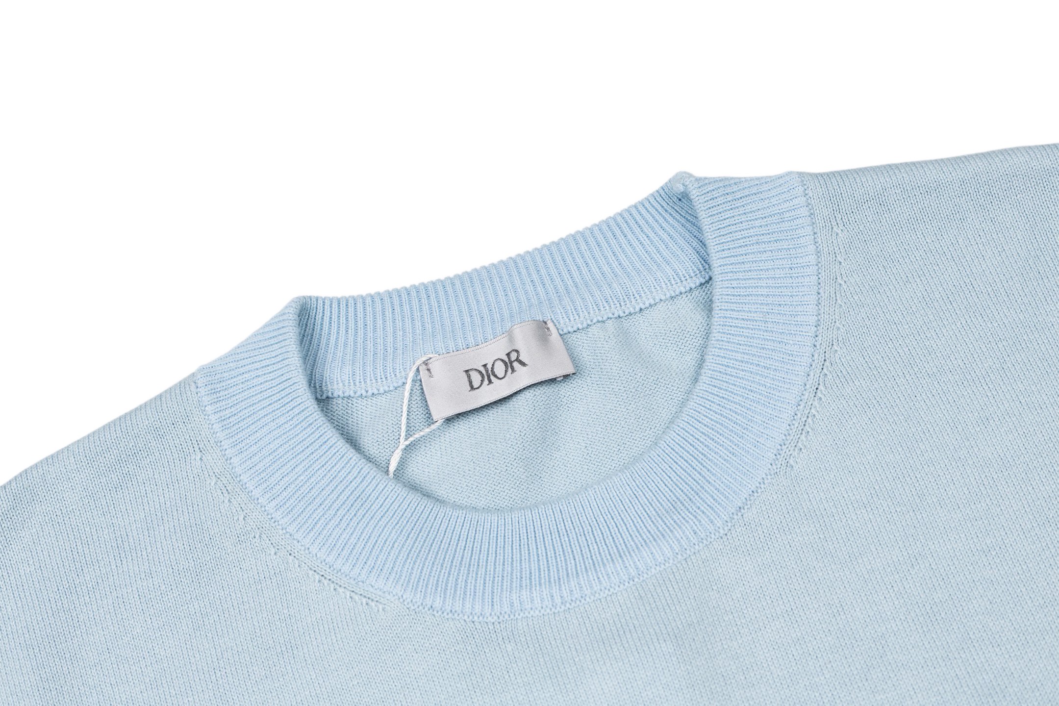 Dior CD 25SS 手写体字母毛织短袖蓝色
