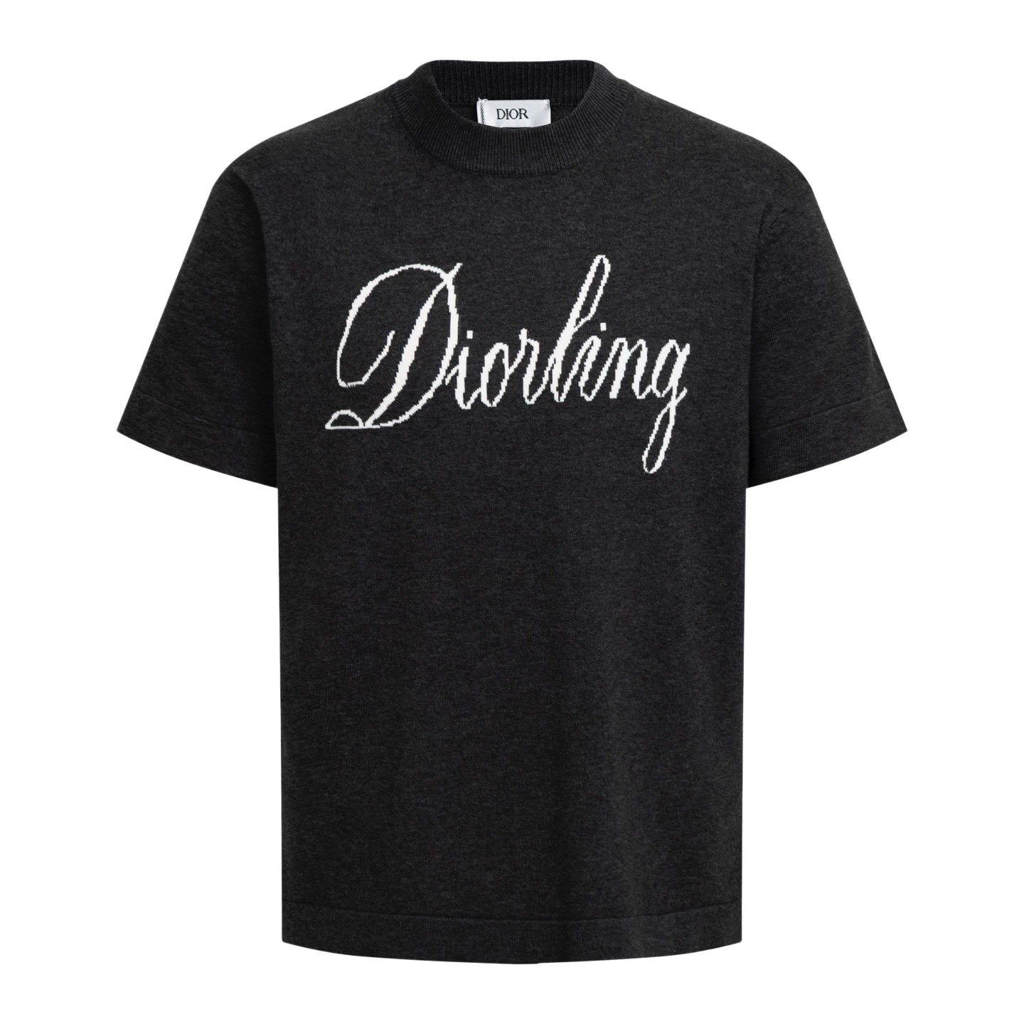 Dior CD 25SS 手写体字母毛织短袖灰色