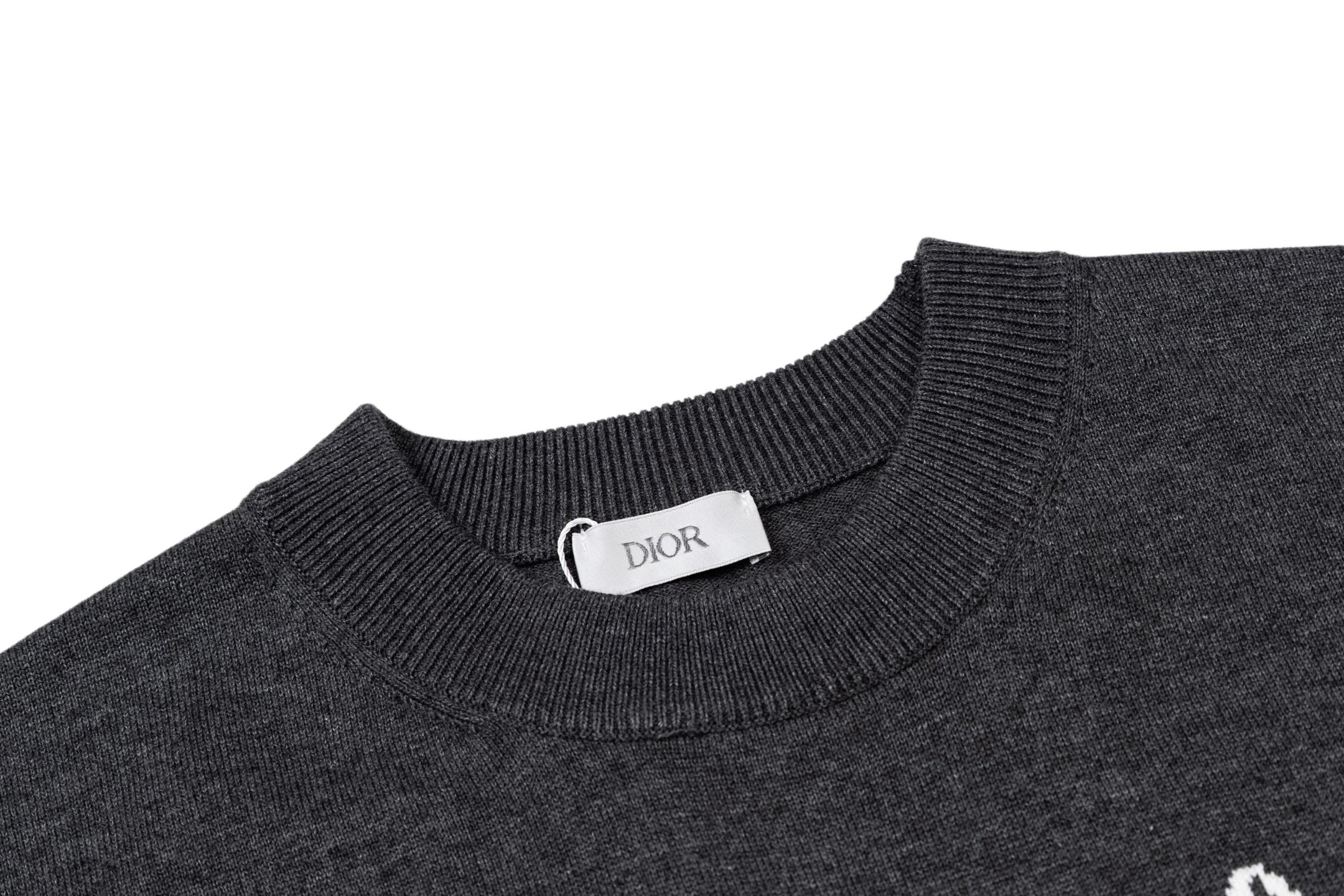 Dior CD 25SS 手写体字母毛织短袖灰色
