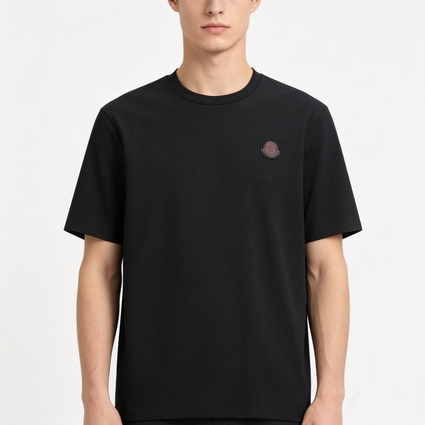 【上身图】Moncler 26SS 双层皮标标识短袖（黑色）