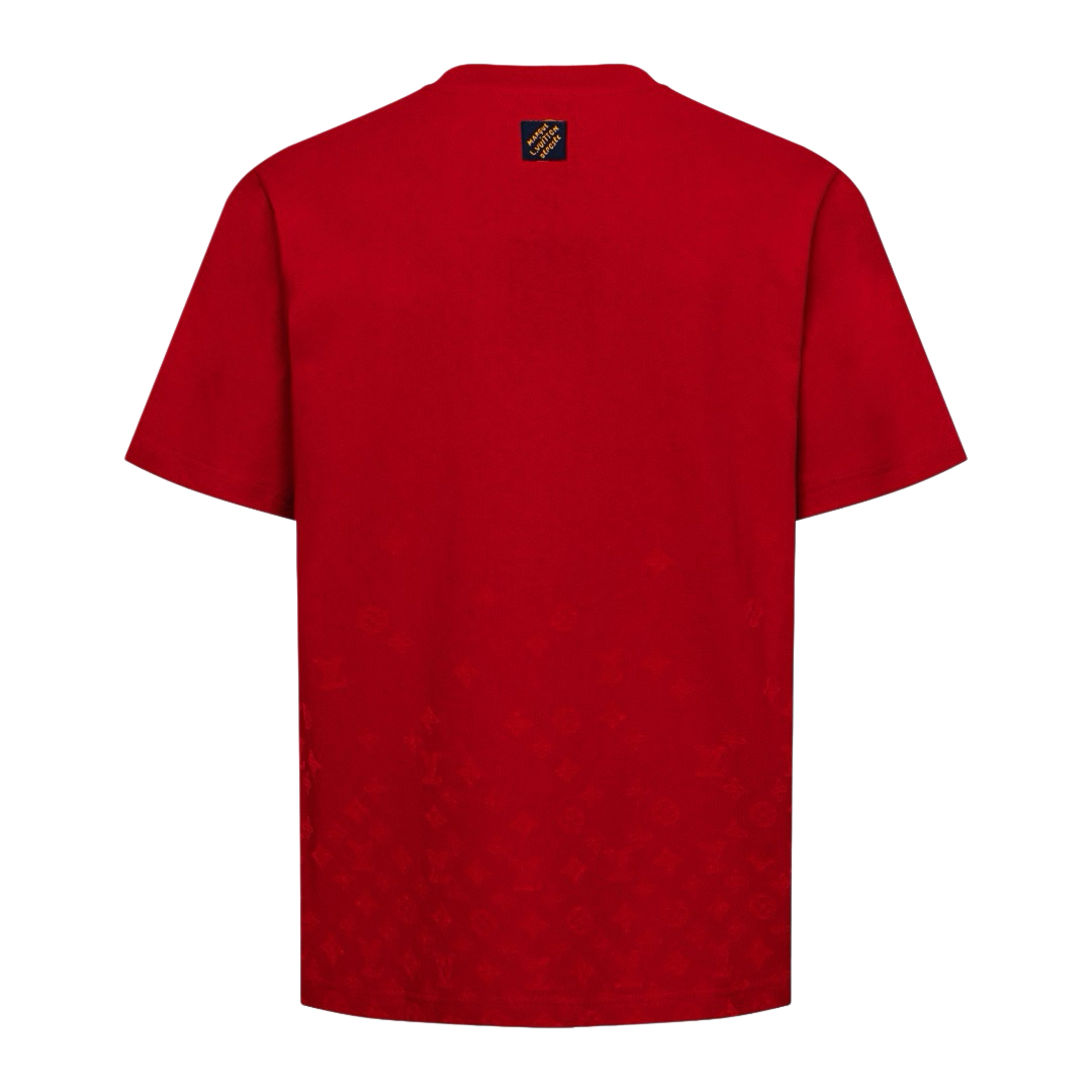Louis Vuitton 1v 26SS 绒毛印花短袖红色