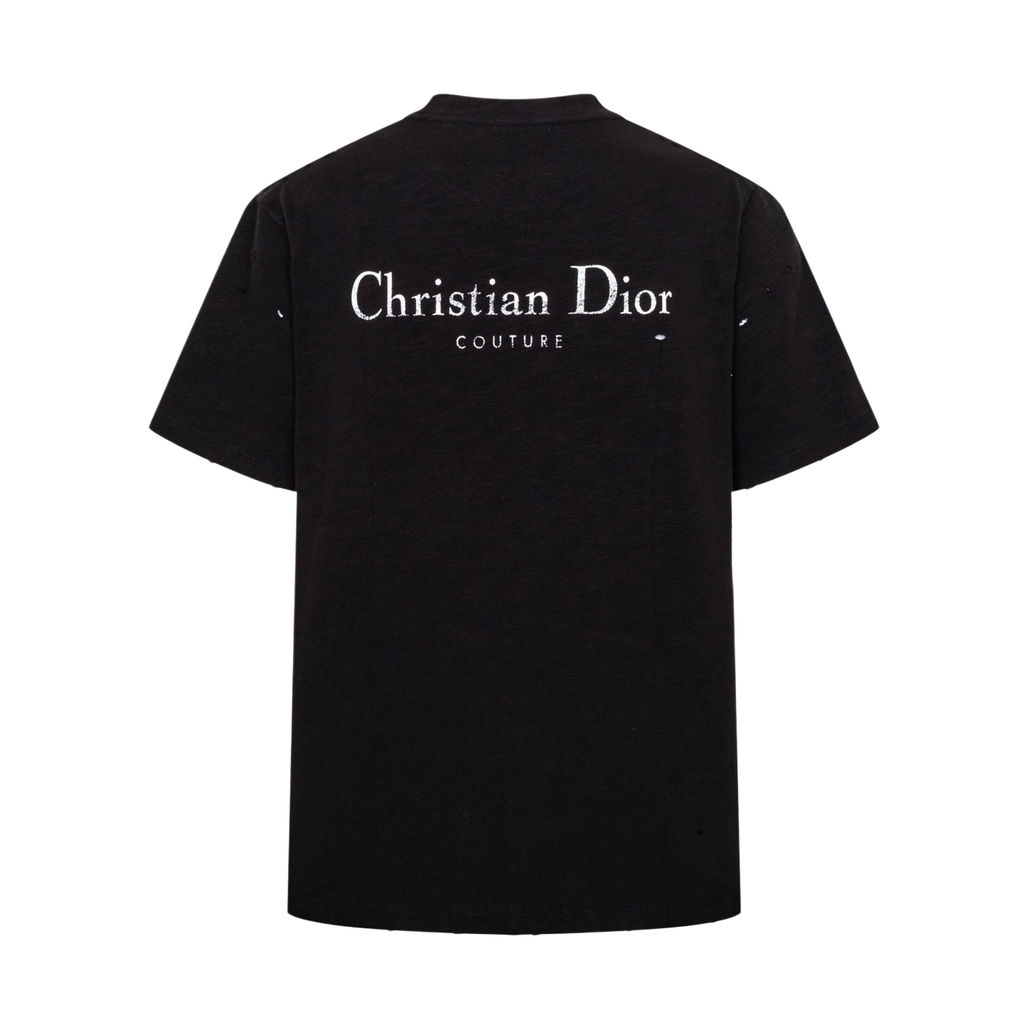 Dior CD 23FW 破洞做旧印花短袖黑色