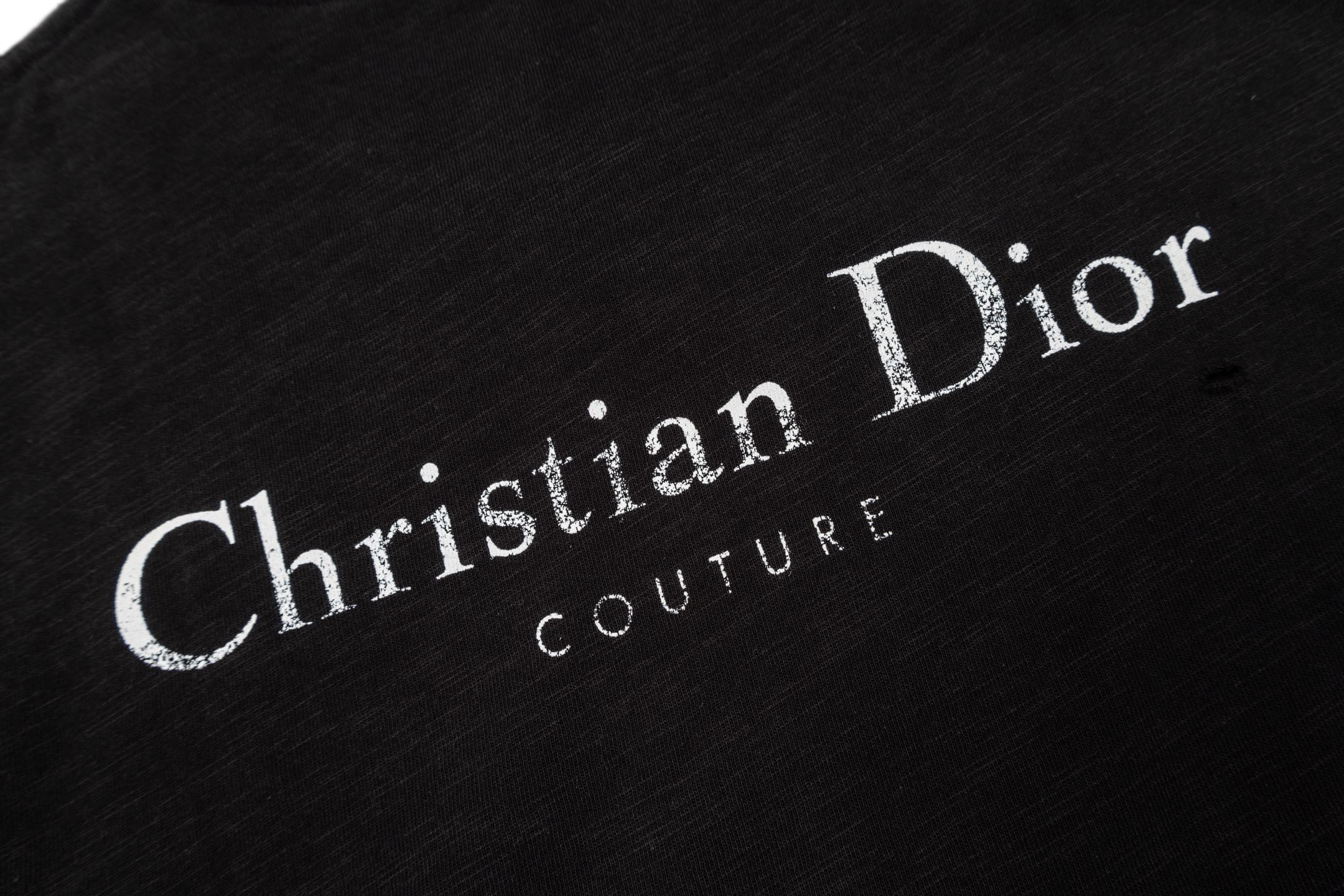 Dior CD 23FW 破洞做旧印花短袖黑色