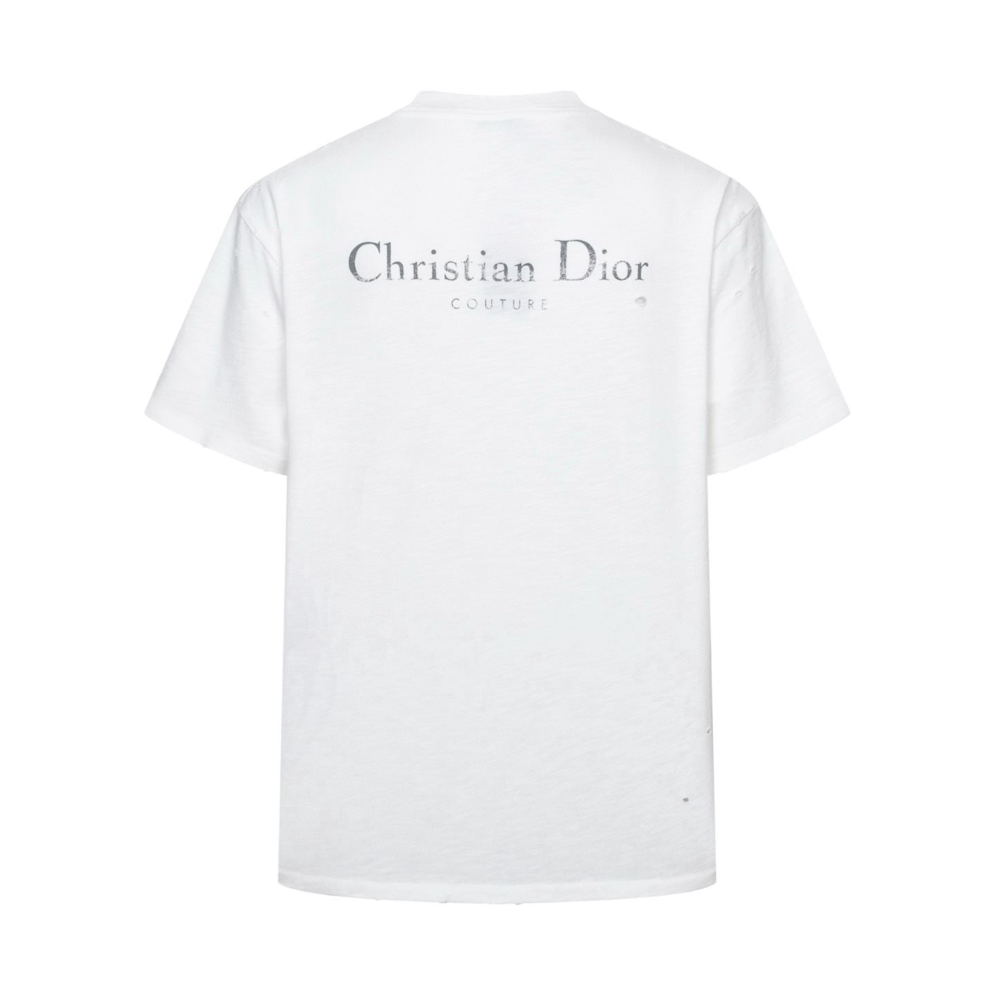 Dior CD 23FW 破洞做旧印花短袖白色