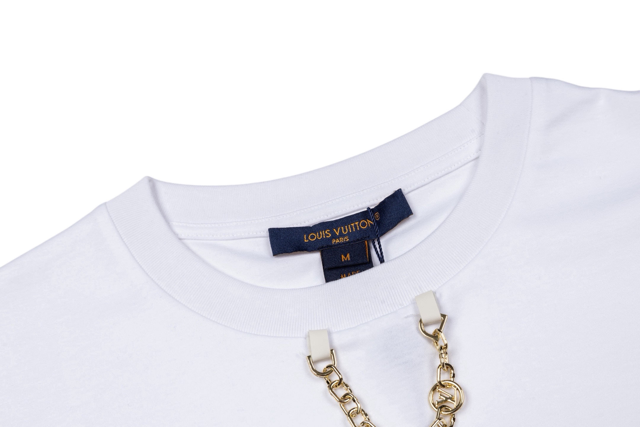 Louis Vuitton 1v 25SS 大Logo印花链条短袖白色