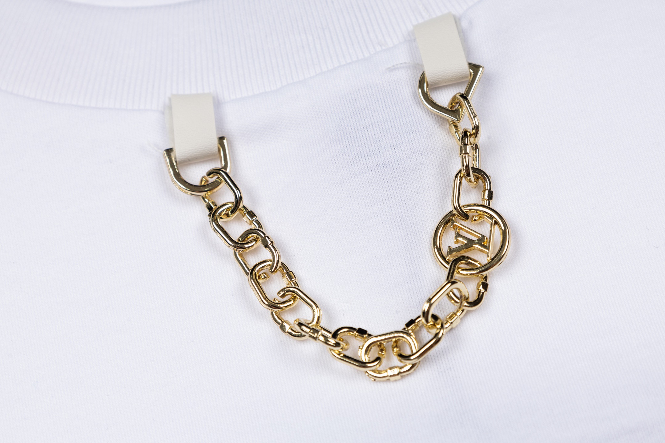 Louis Vuitton 1v 25SS 大Logo印花链条短袖白色
