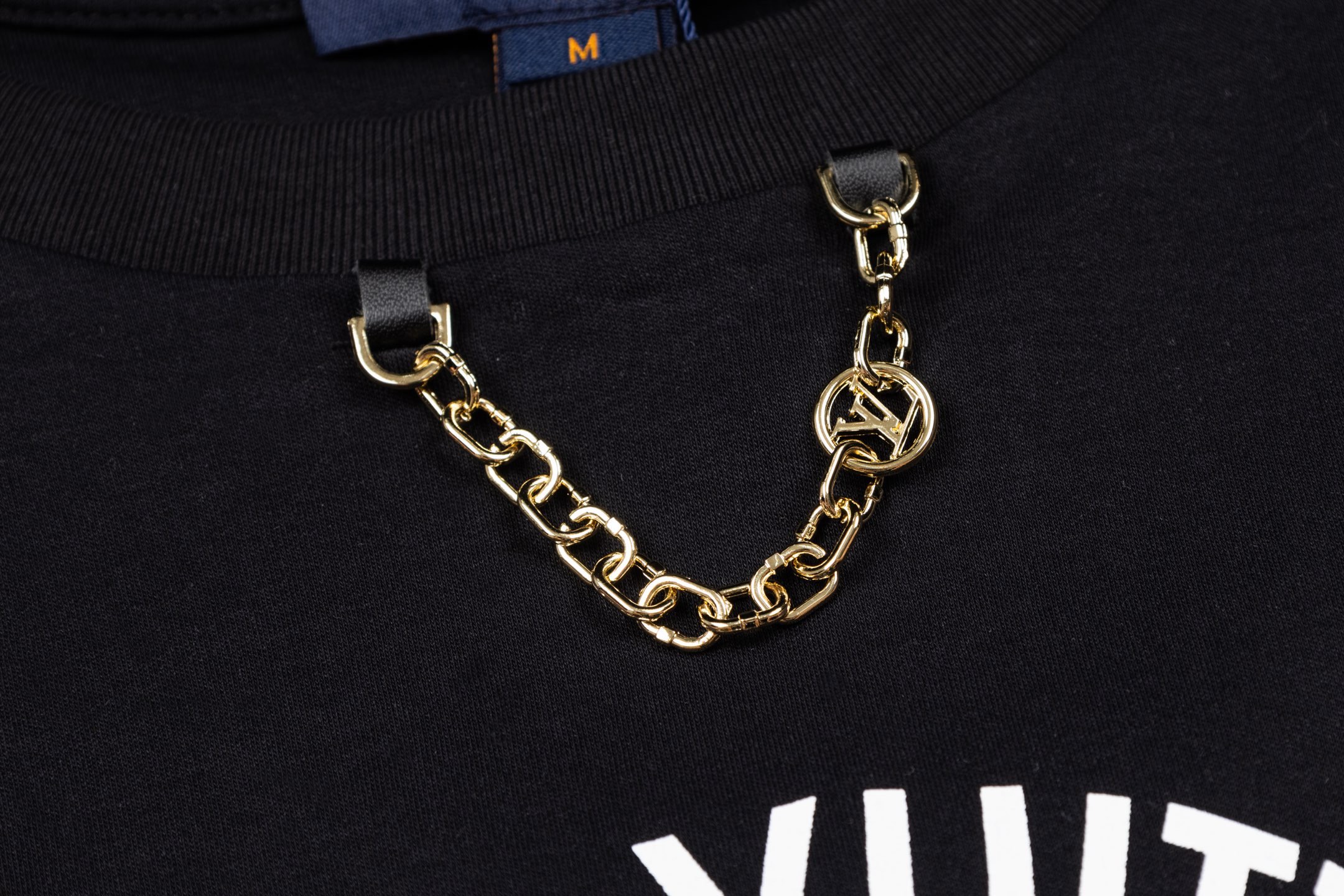 Louis Vuitton 1v 25SS 大Logo印花链条短袖黑色