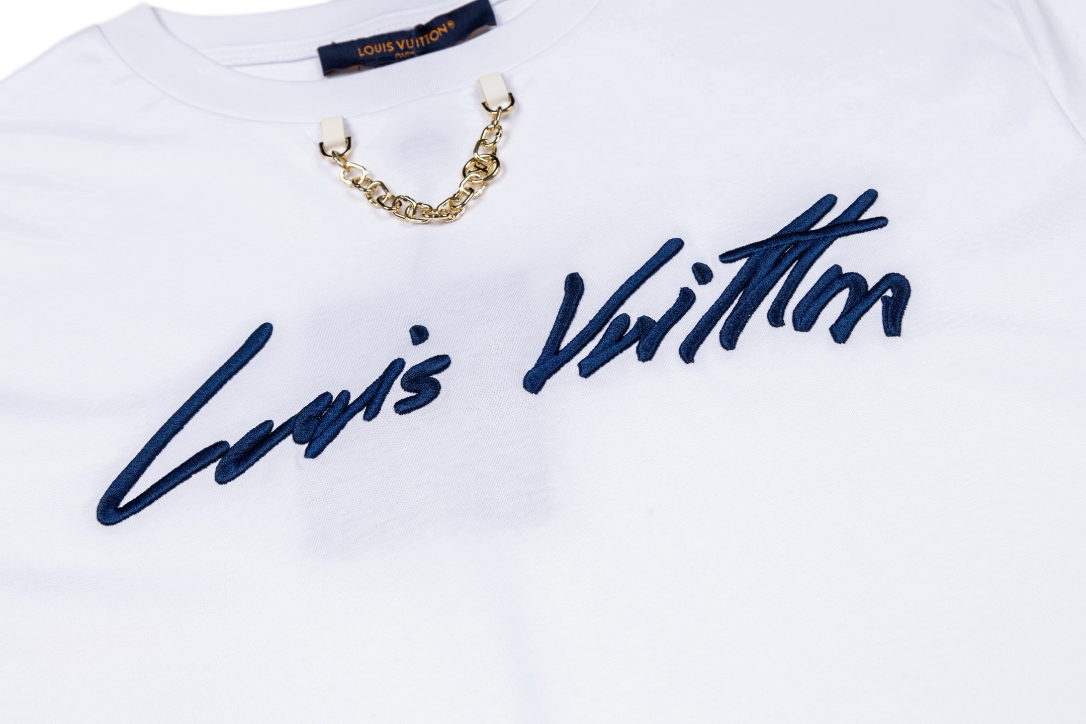 Louis Vuitton 1v 25SS 手写体标识刺绣链条短袖