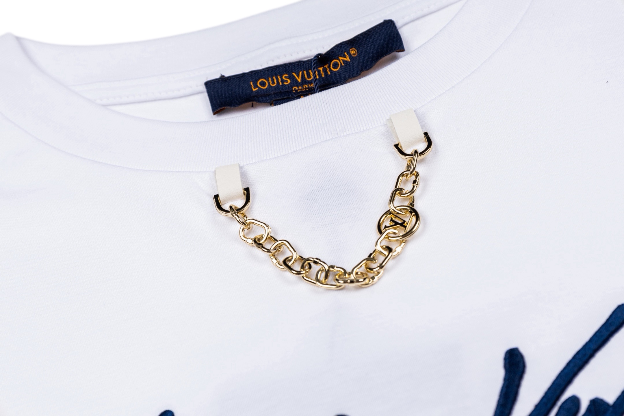 Louis Vuitton 1v 25SS 手写体标识刺绣链条短袖