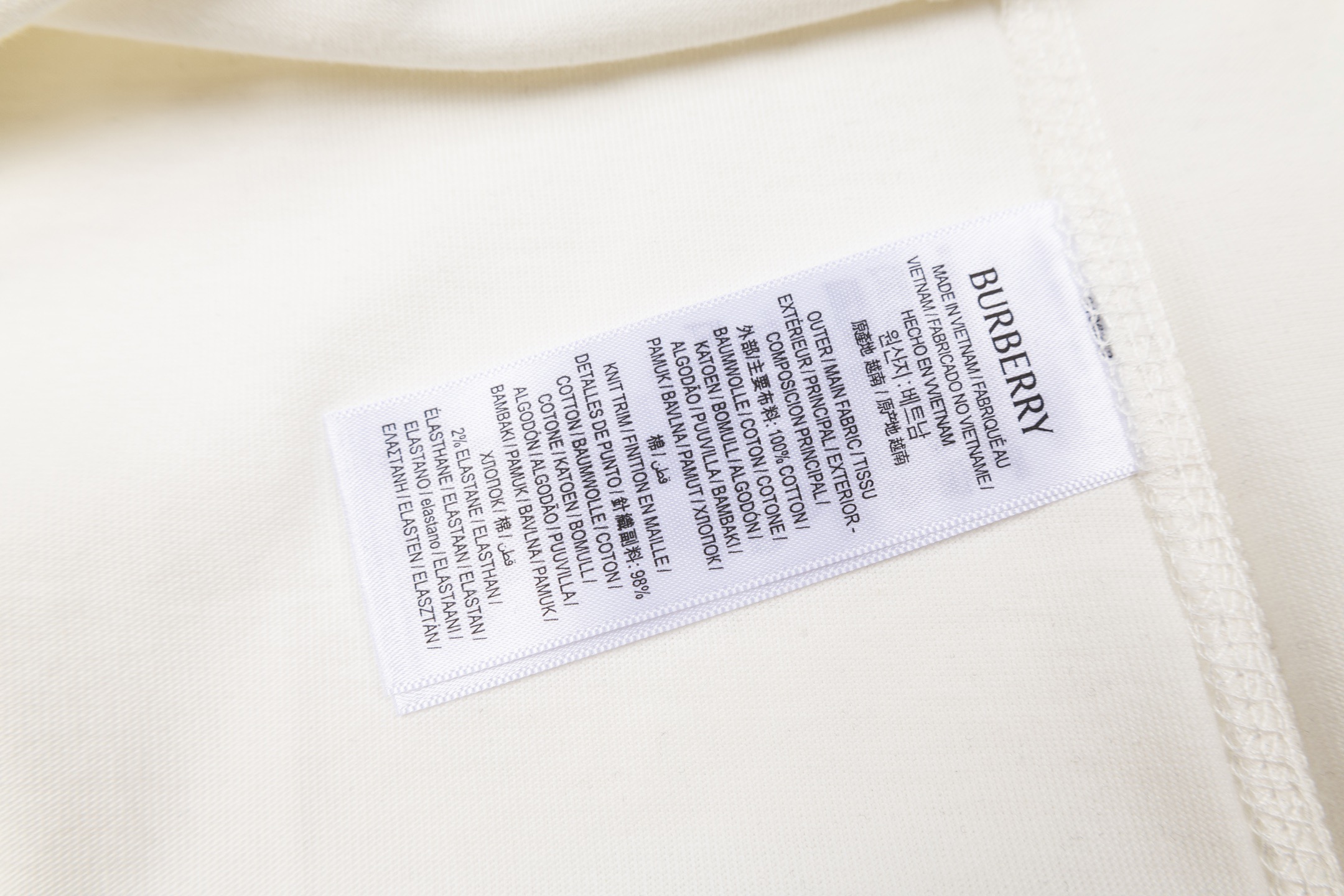 Burberry BBR 战马刺绣双肩格纹织带女款短袖白色