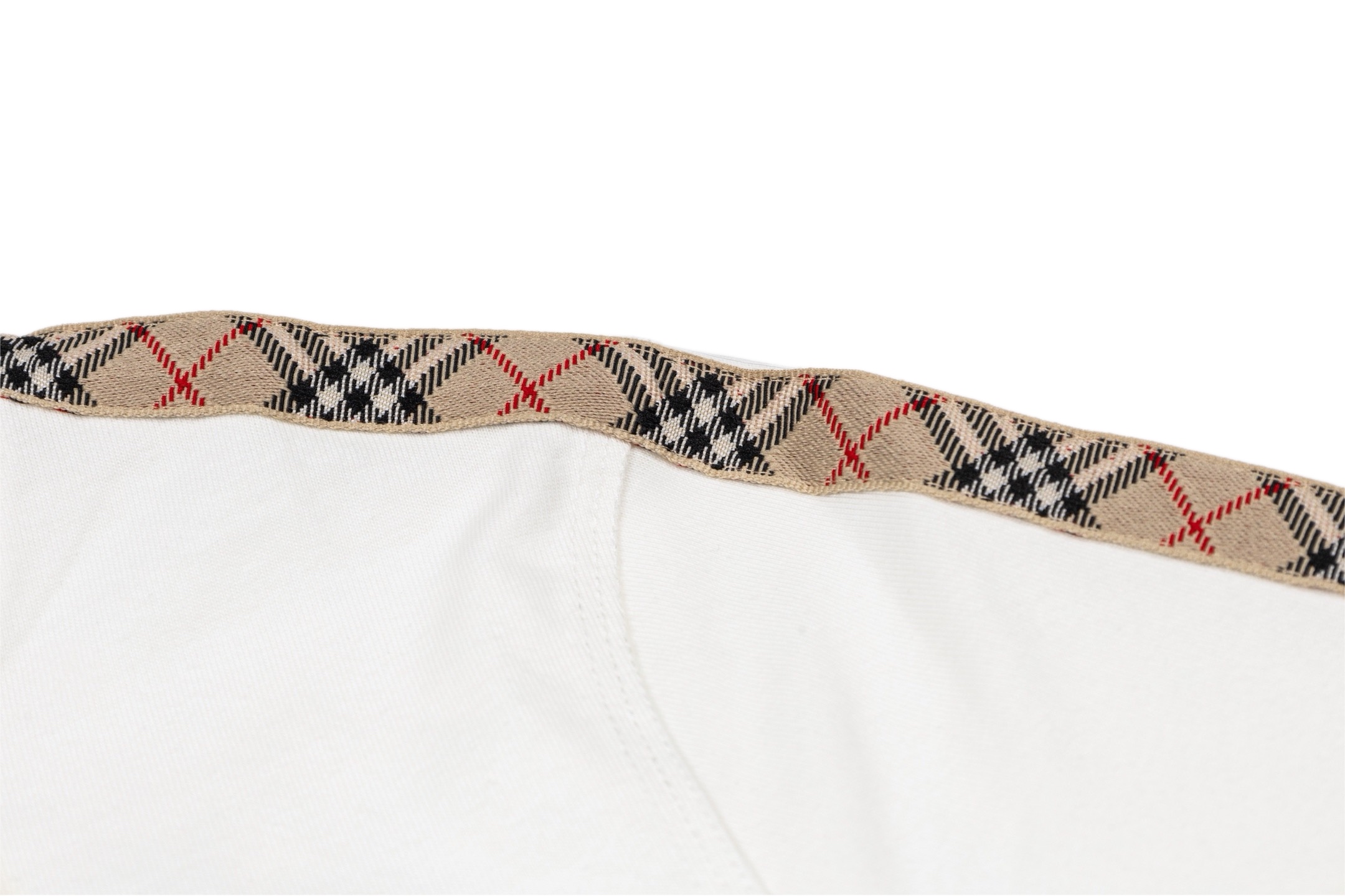 Burberry BBR 战马刺绣双肩格纹织带女款短袖白色