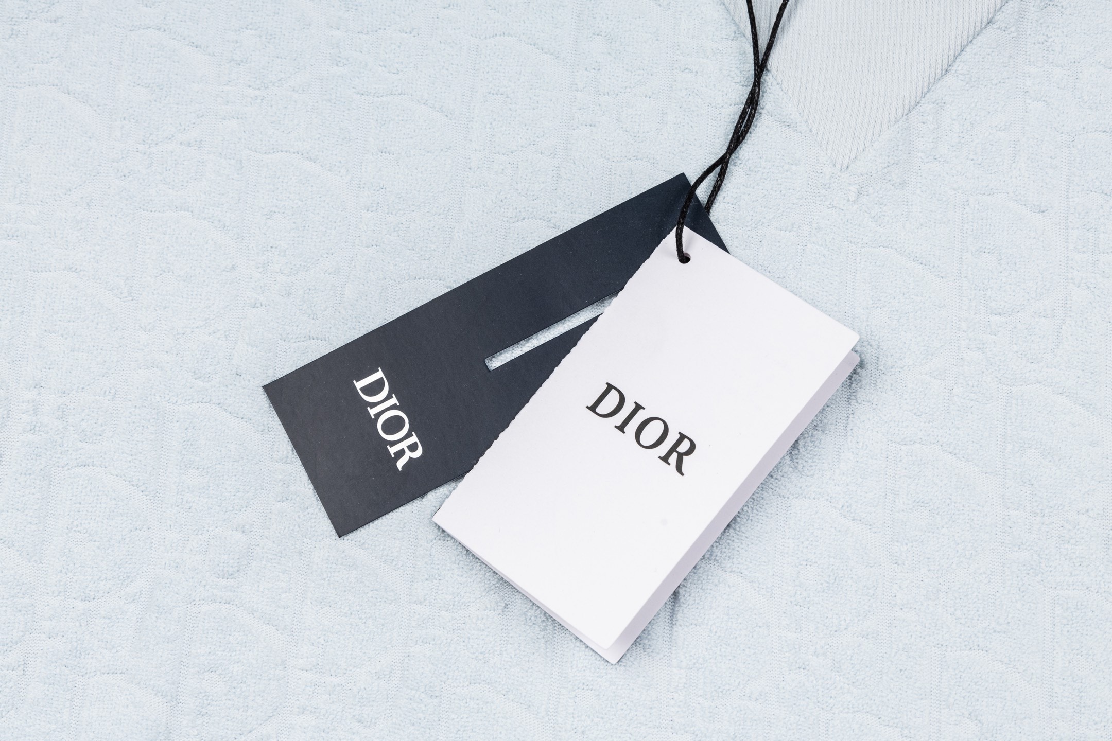 Dior CD Oblique 满印提花毛圈短袖浅蓝色