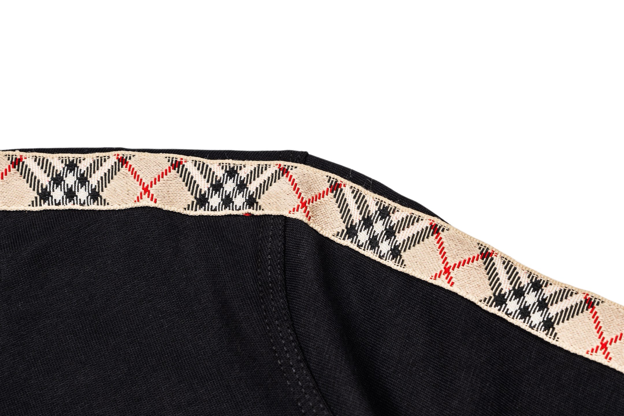 Burberry BBR 战马刺绣双肩格纹织带女款短袖黑色