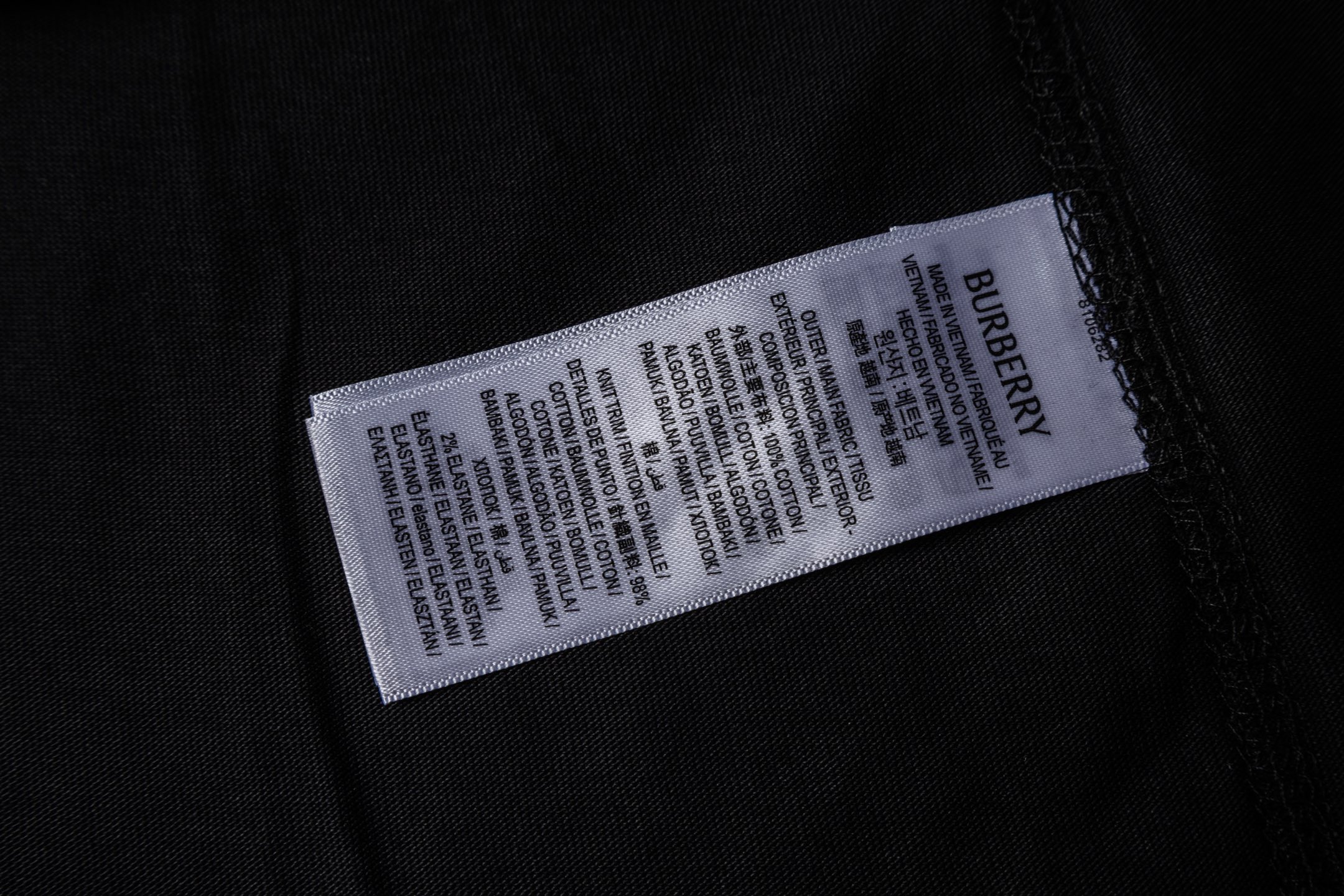 Burberry BBR 战马刺绣双肩格纹织带女款短袖黑色