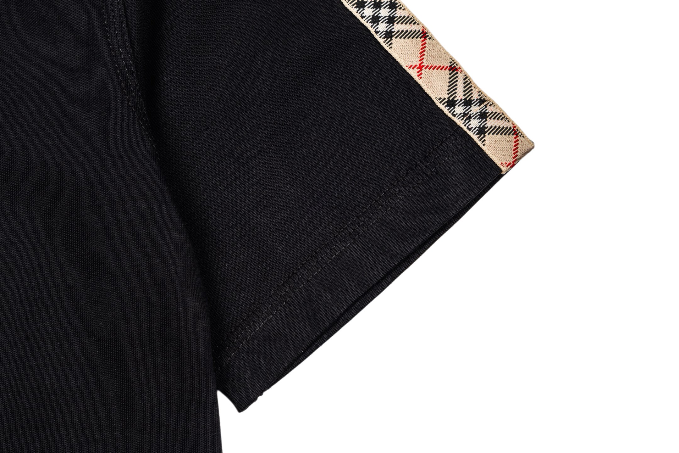 Burberry BBR 战马刺绣双肩格纹织带女款短袖黑色