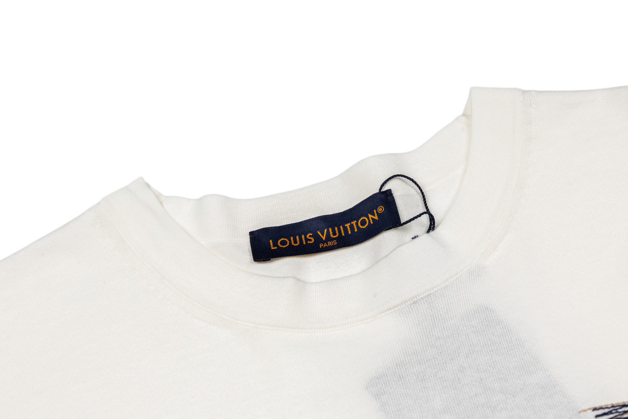 Louis Vuitton 1v 26SS 素描花卉刺绣针织短袖白色