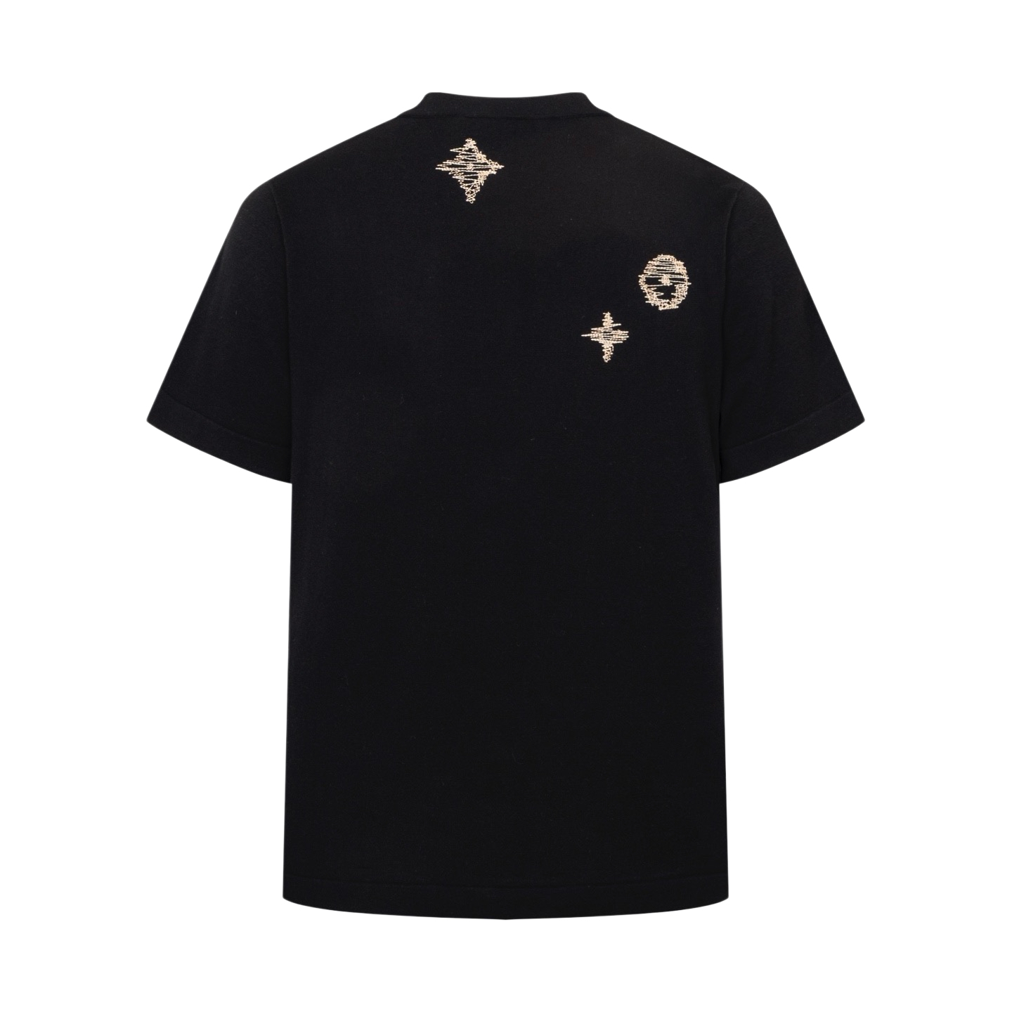 Louis Vuitton 1v 26SS 素描花卉刺绣针织短袖黑色