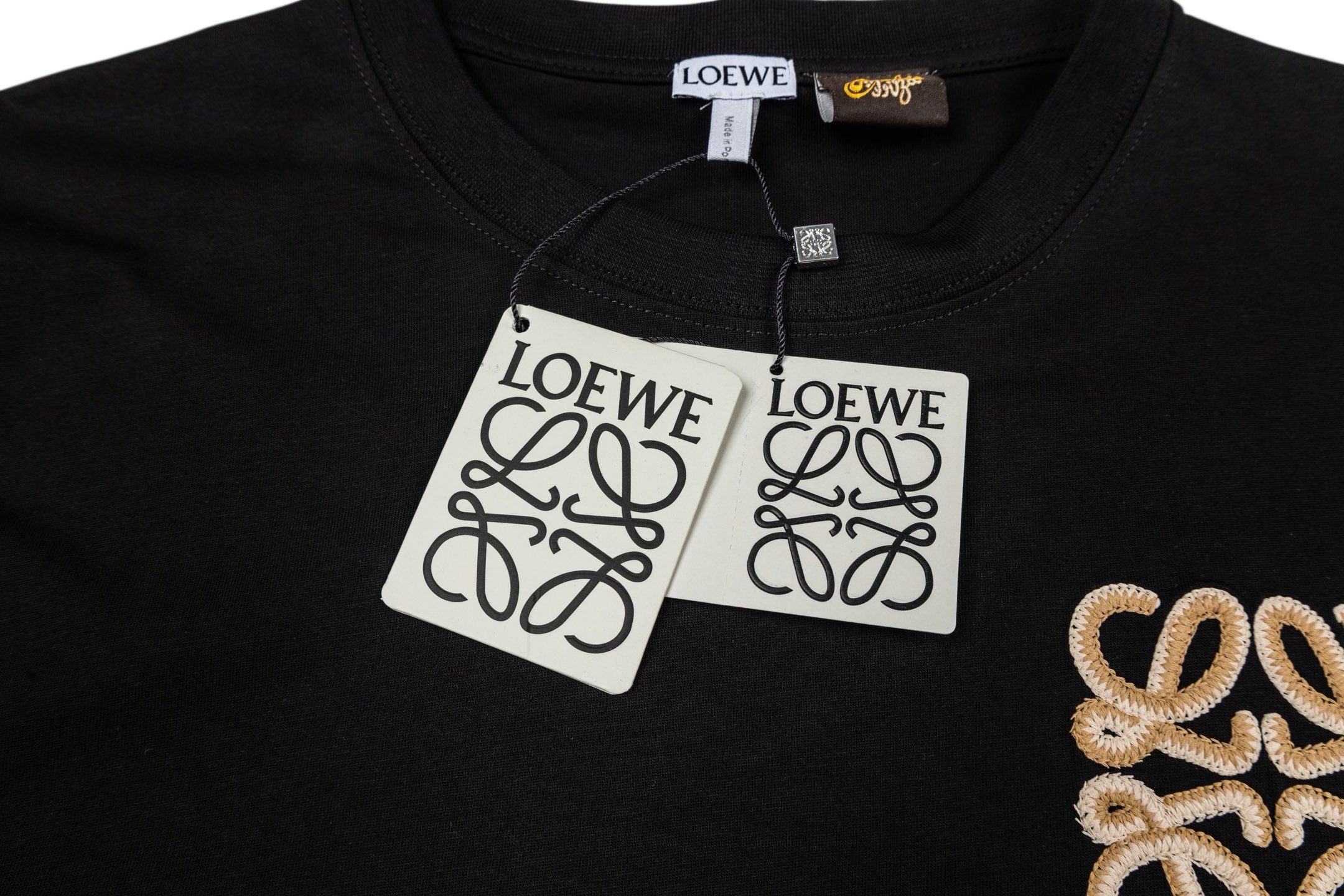 Loewe Loewe Anagram 双藤刺绣短袖黑色