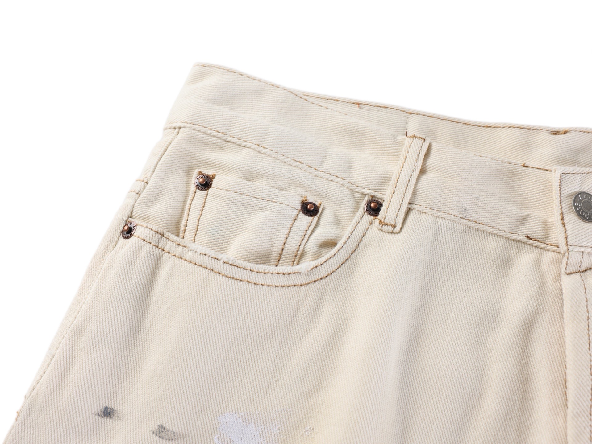 Acne Studios Acne 26SS 白泼墨牛仔七分短裤