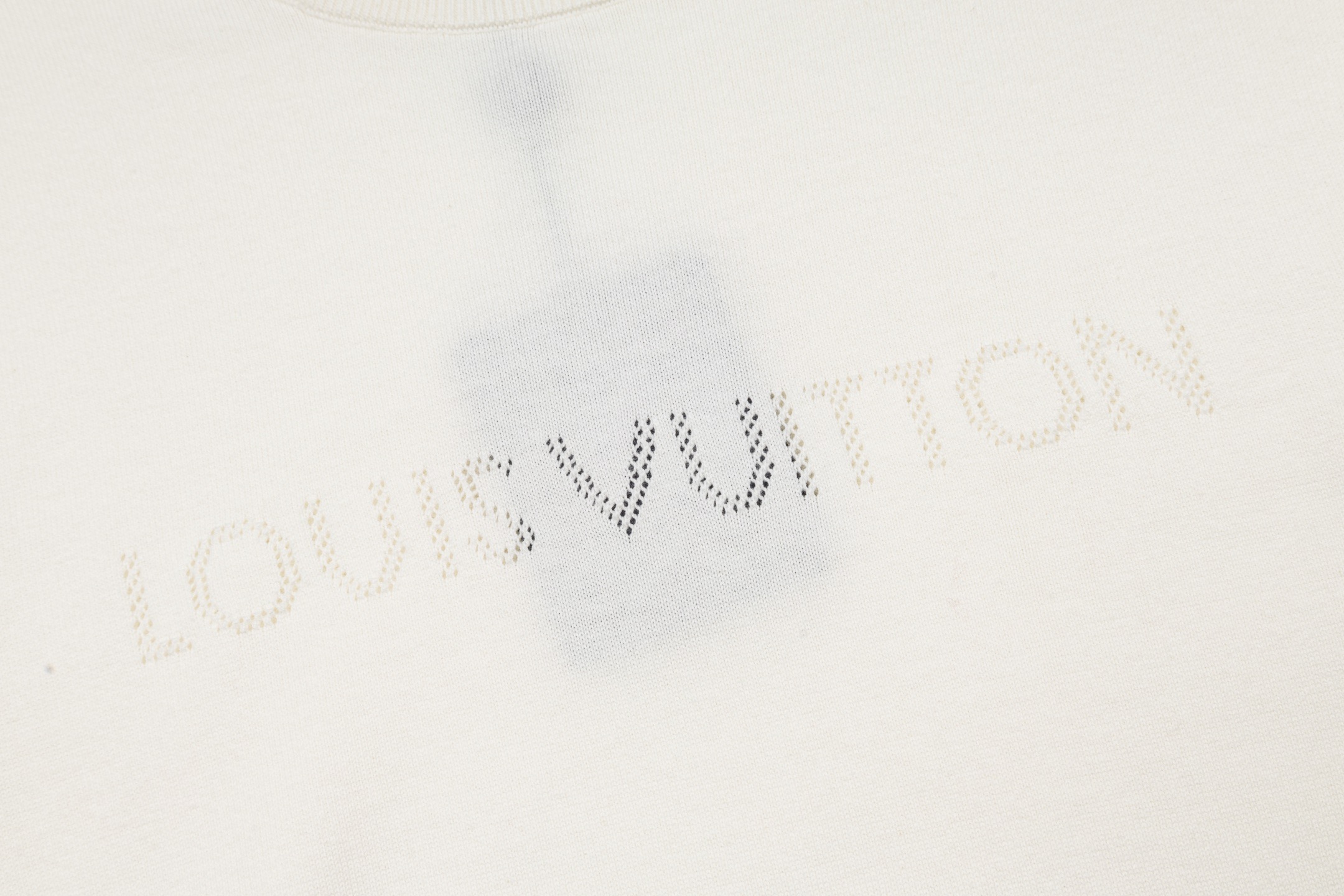 Louis Vuitton 1v 26SS 字母标识网眼镂空针织短袖白色