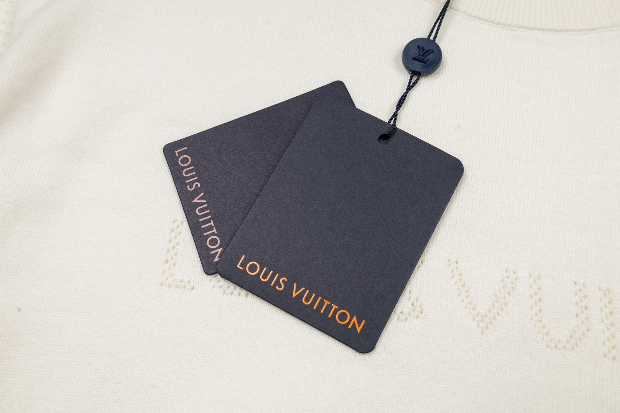 Louis Vuitton 1v 26SS 字母标识网眼镂空针织短袖白色