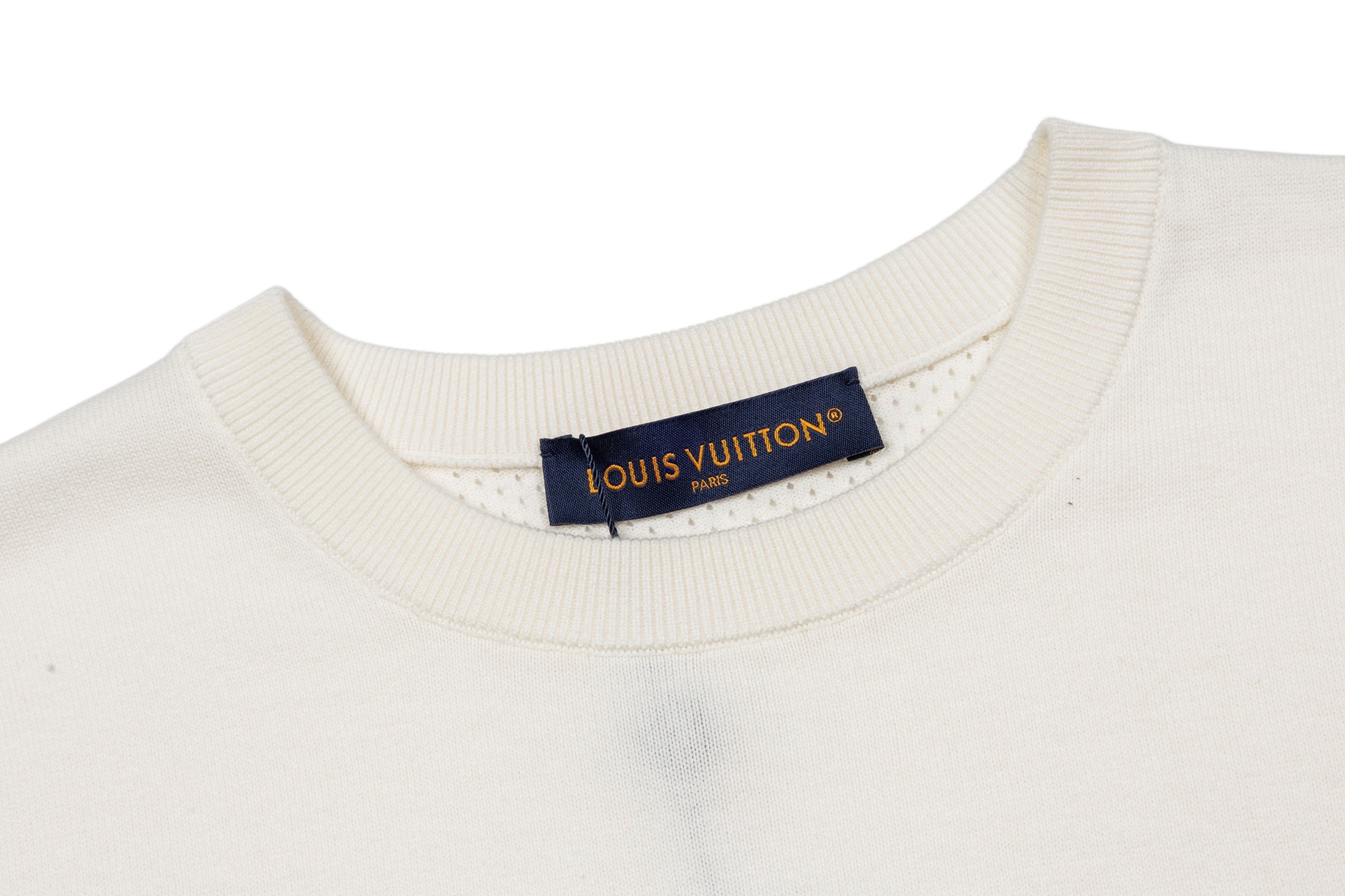 Louis Vuitton 1v 26SS 字母标识网眼镂空针织短袖白色