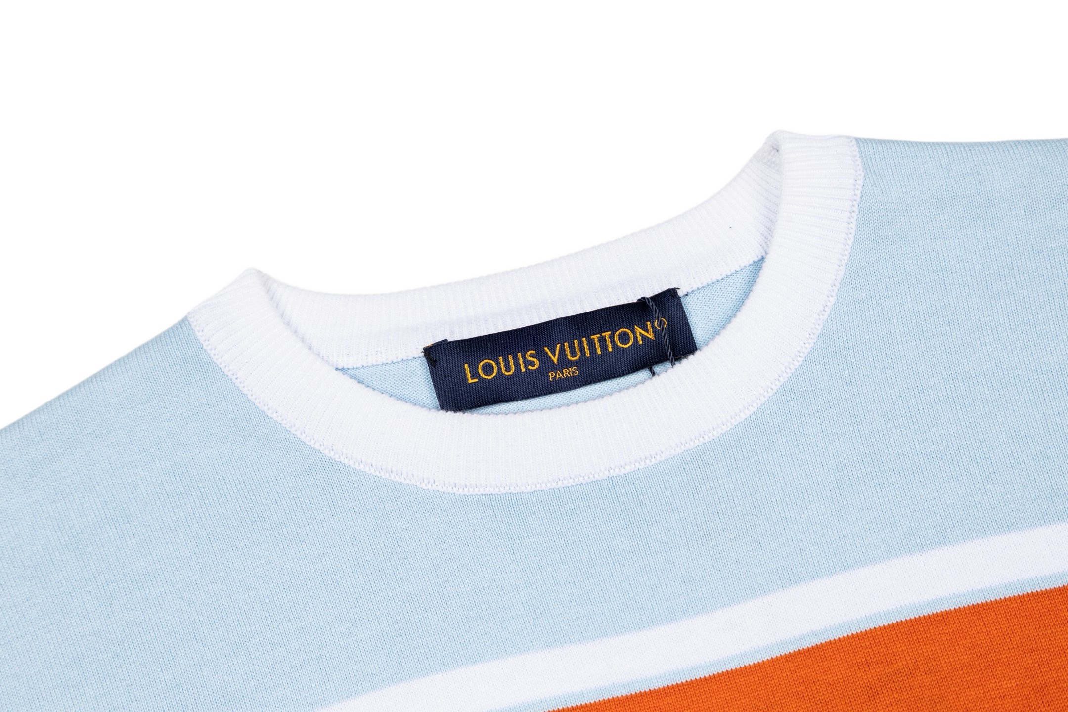 Louis Vuitton 1v 26SS 蓝橙撞色条纹针织短袖