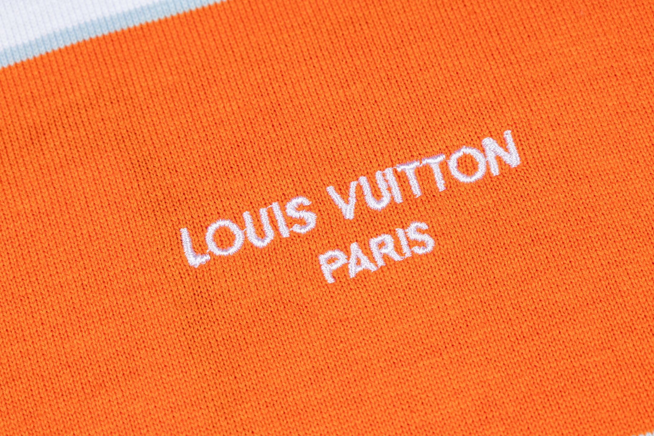 Louis Vuitton 1v 26SS 蓝橙撞色条纹针织短袖