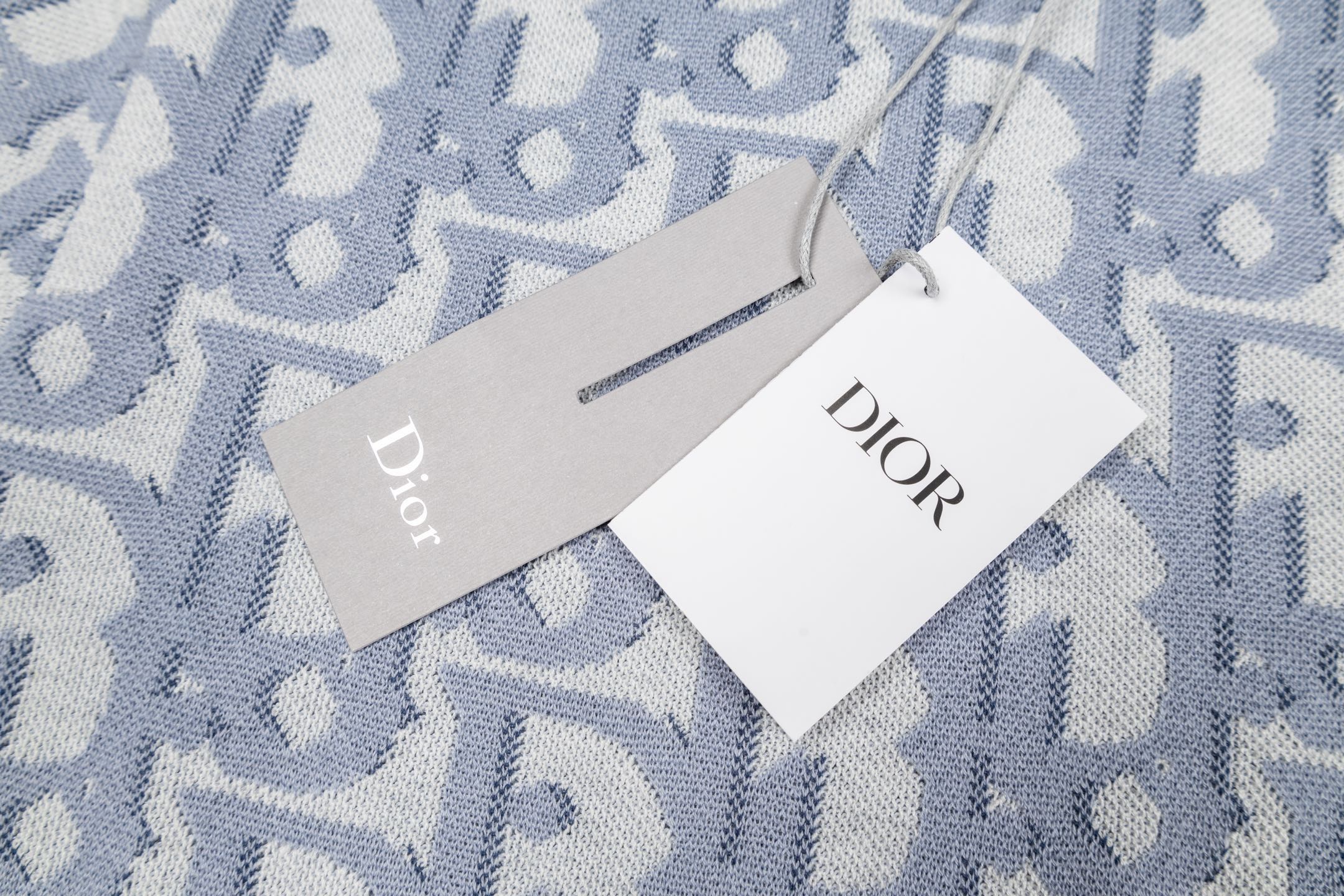 Dior CD 26SS Obliqie老花提花针织短袖蓝色