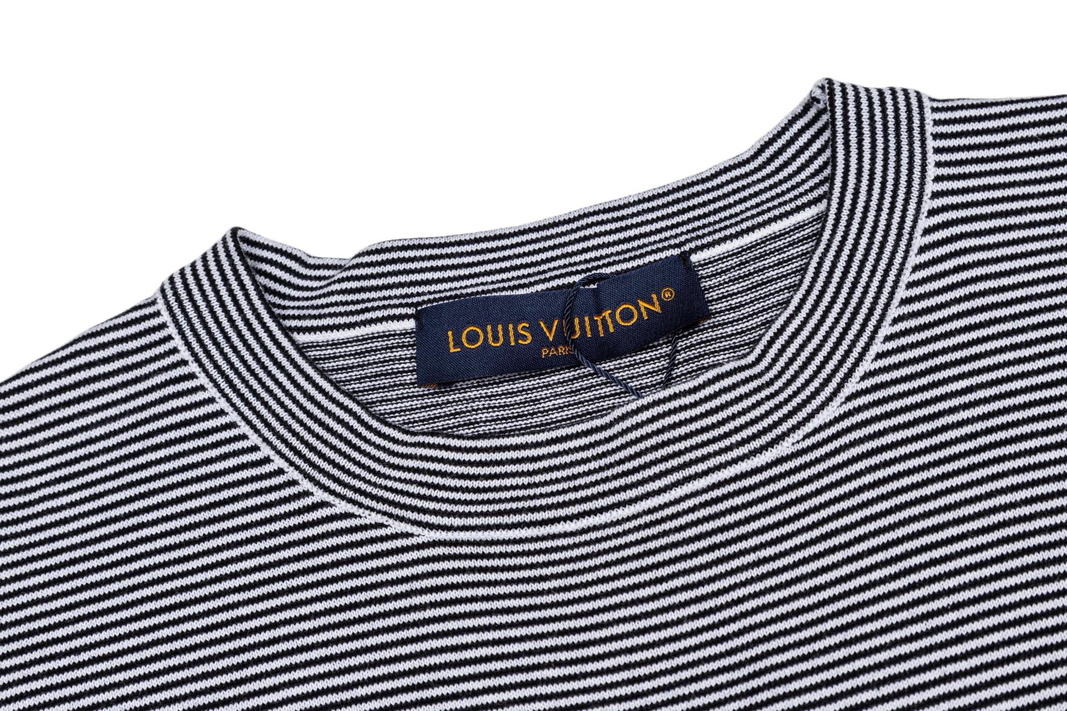 Louis Vuitton 1v 26SS 皮牌徽章细条纹针织短袖