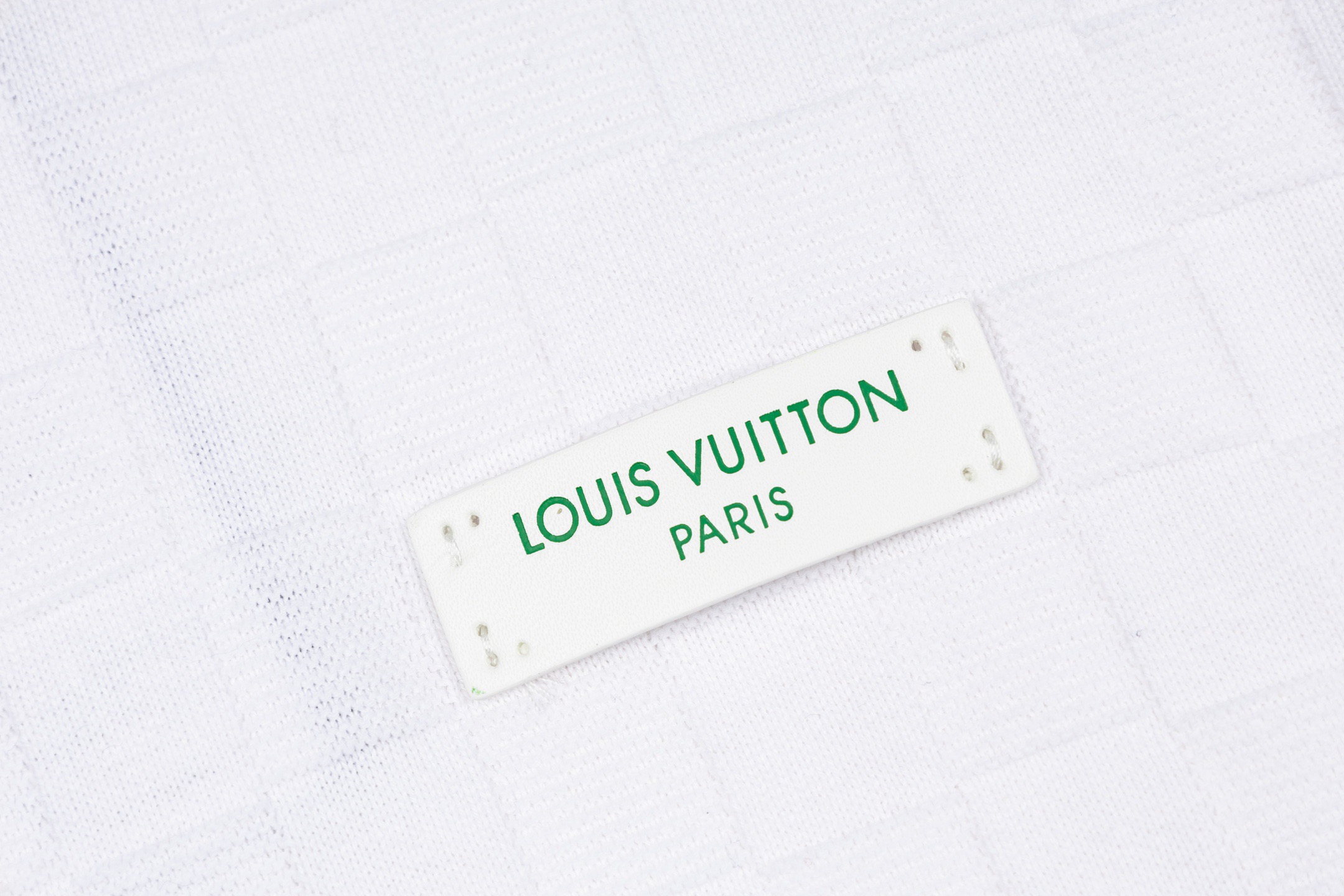 Louis Vuitton 1v 26SS 棋盘格提花皮牌针织短袖白色