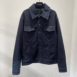 Fendi Clothing Coats & Jackets Blue Dark Printing Cotton Denim