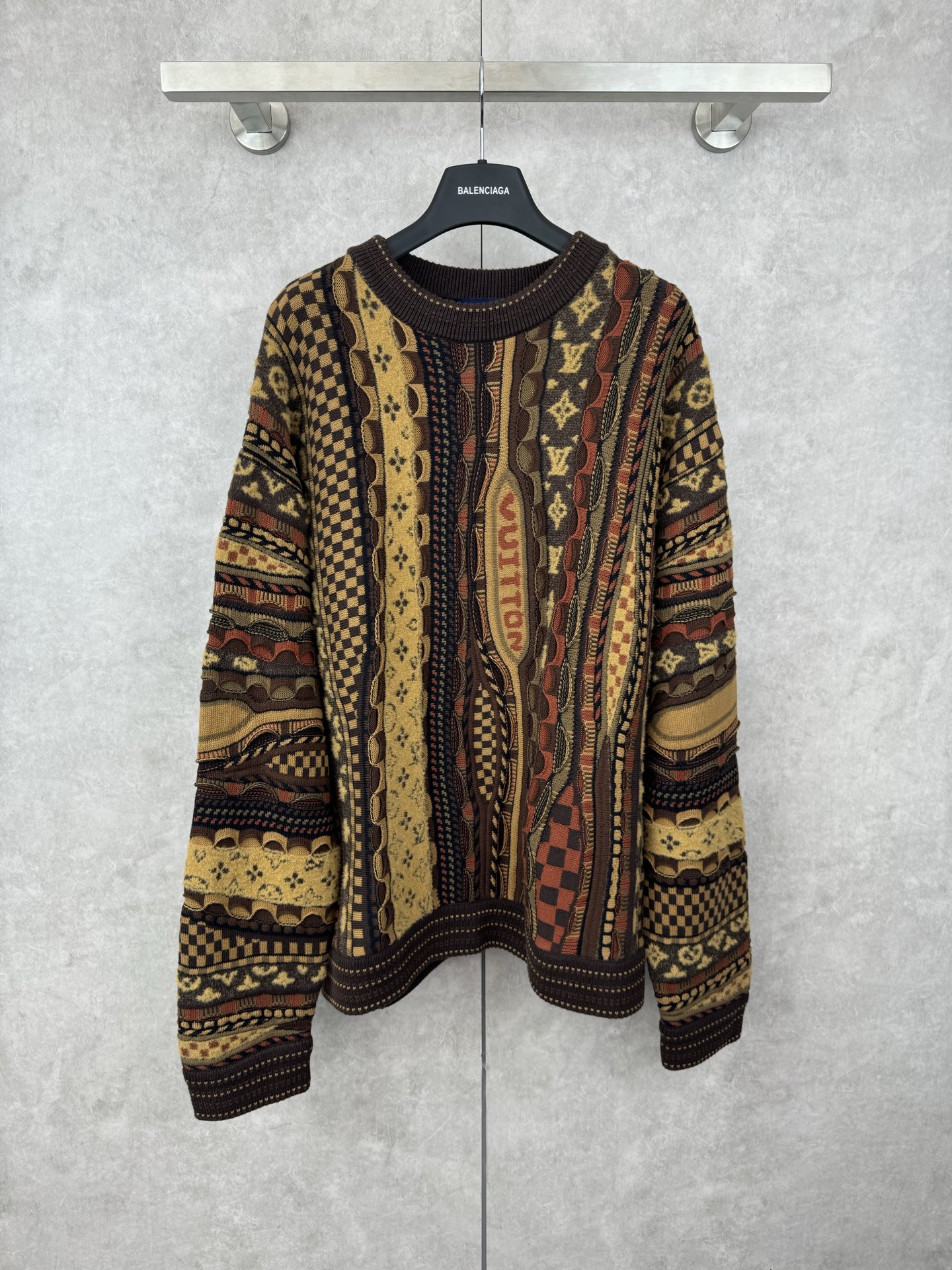 Louis Vuitton x Nigo Monogram Jacquard Wool Blend Crewneck Sweater