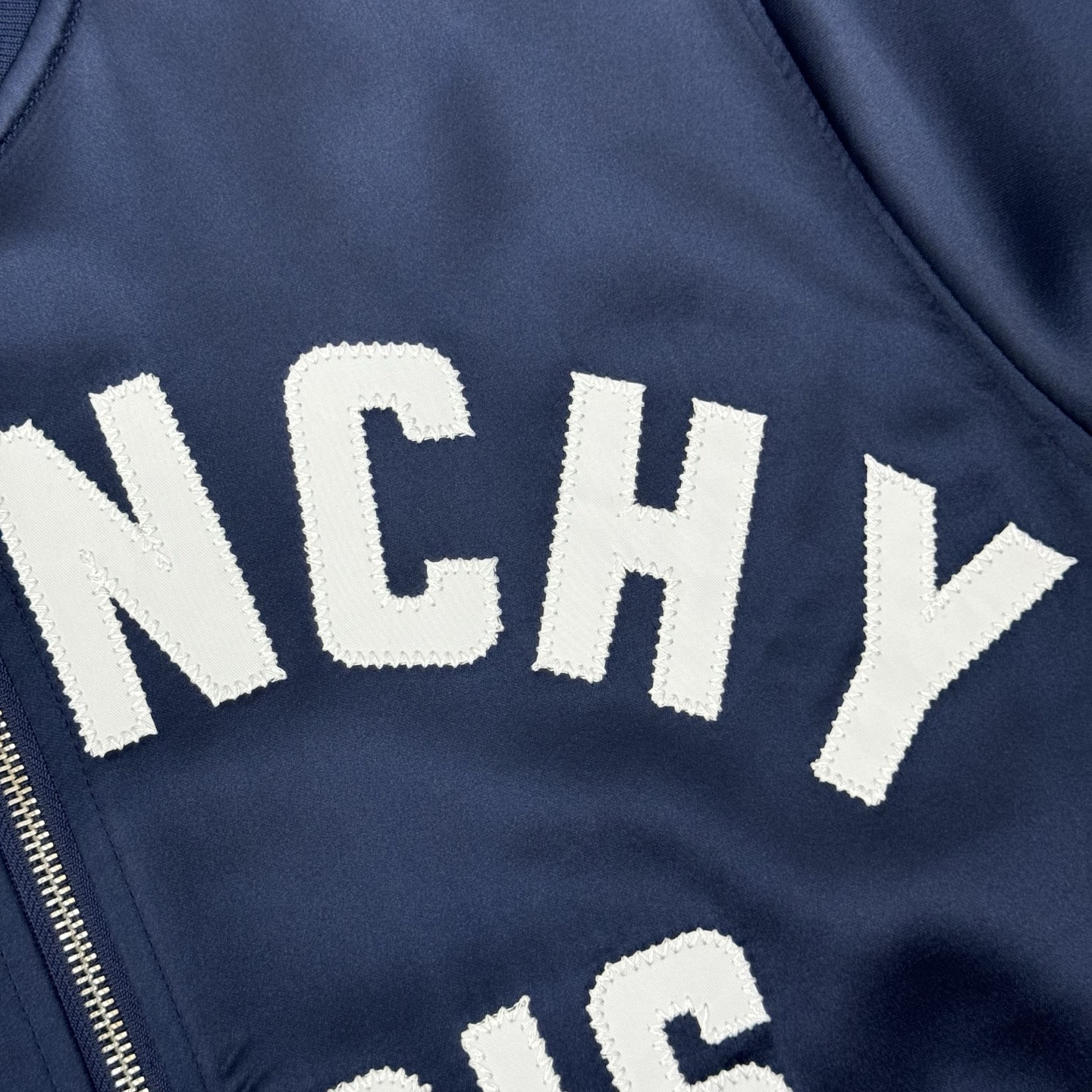 Givenchy Paris Logo Zip-Up Bomber Jacket, Navy Satin Finish, Unisex 11 i1758046184168 7822 0 9