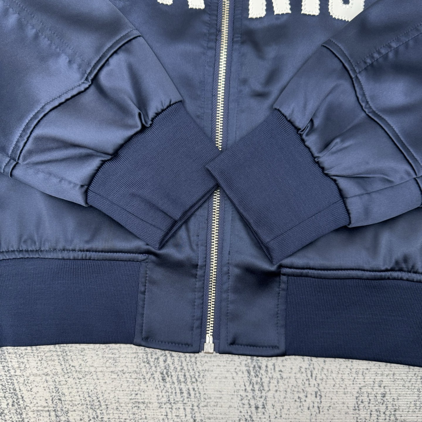 Givenchy Paris Logo Zip-Up Bomber Jacket, Navy Satin Finish, Unisex 7 i1758046185442 4642 0 5