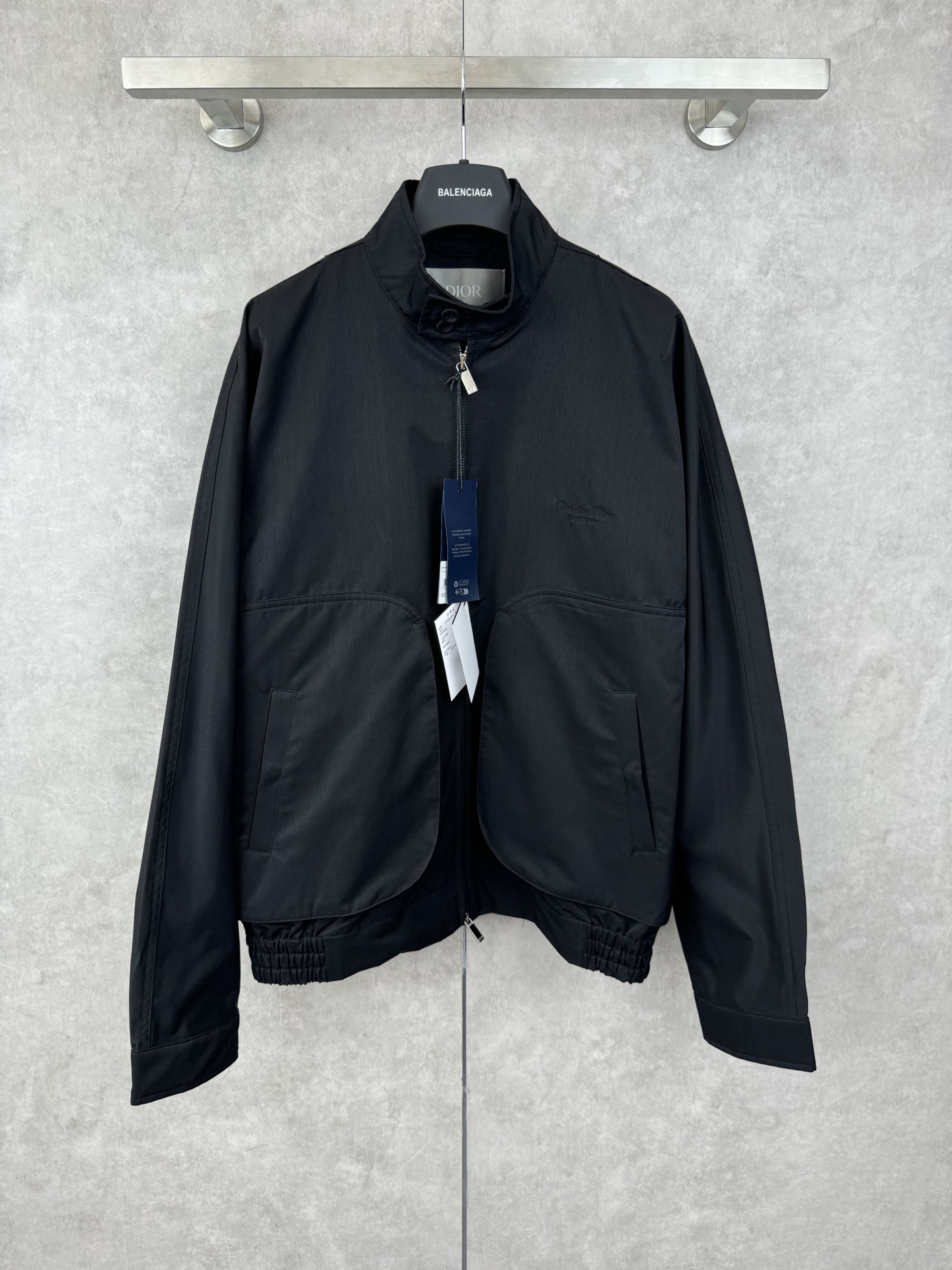 Diorior Couture Black Cotton Blouson Jacket with Embroidered Logo - New 2025 2 i1758919377008 7450 0 0