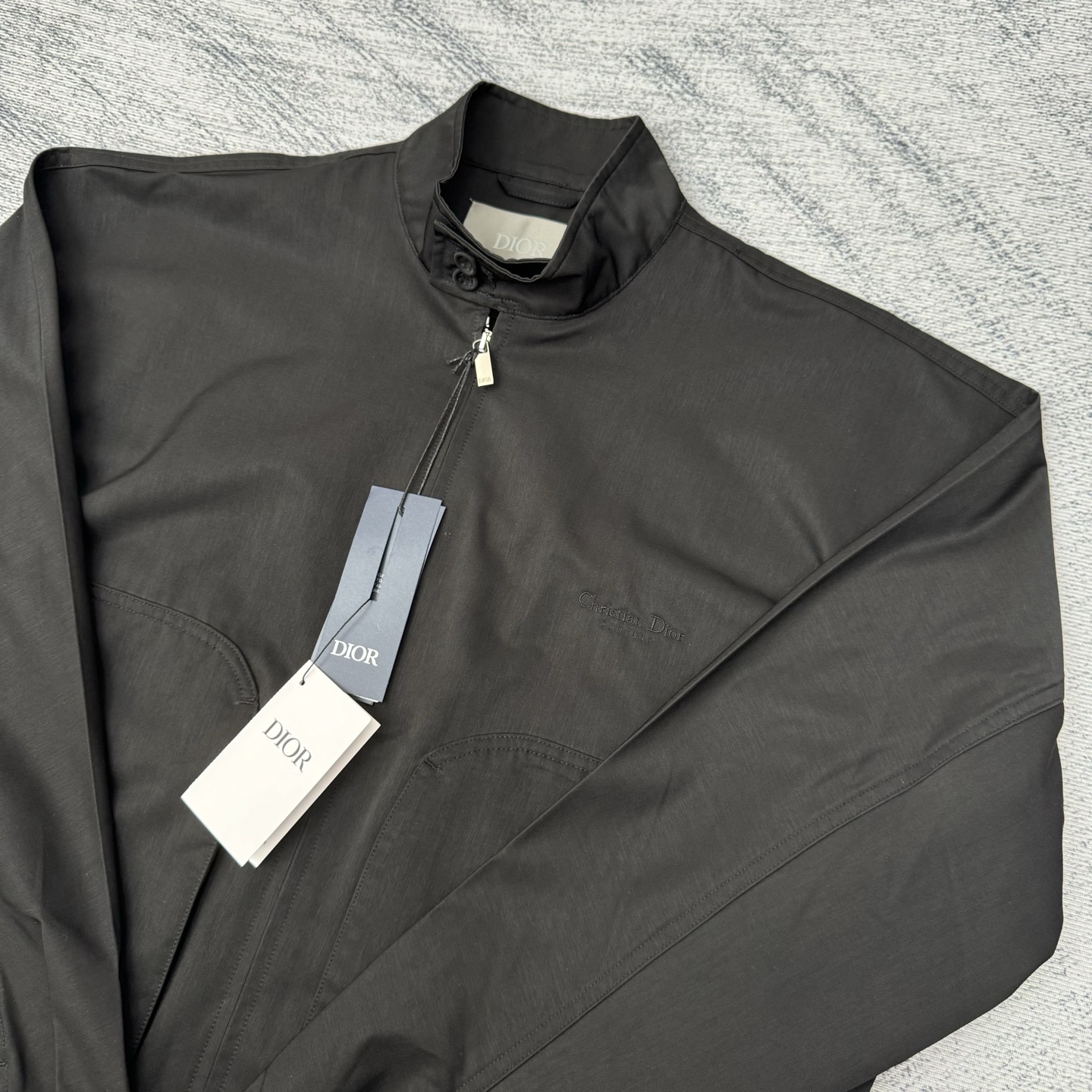 Diorior Couture Black Cotton Blouson Jacket with Embroidered Logo - New 2025 5 i1758919378615 2325 0 3