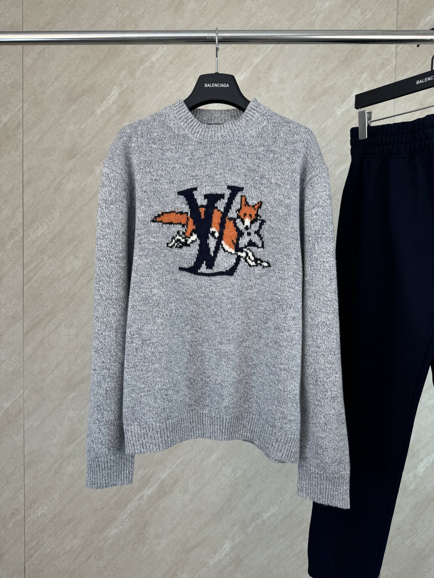 P195 Jersey de punto con cuello redondo y jacquard de zorro 1v talla: s m l xl