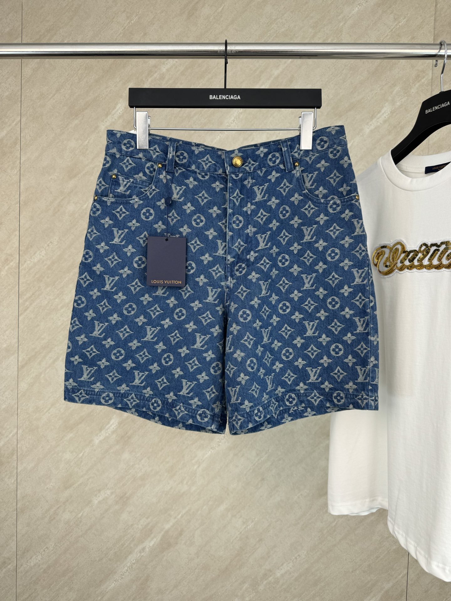 P190 1v SS26 principios de primavera nuevos pantalones cortos de mezclilla para presbicia con estampado completo en jac…