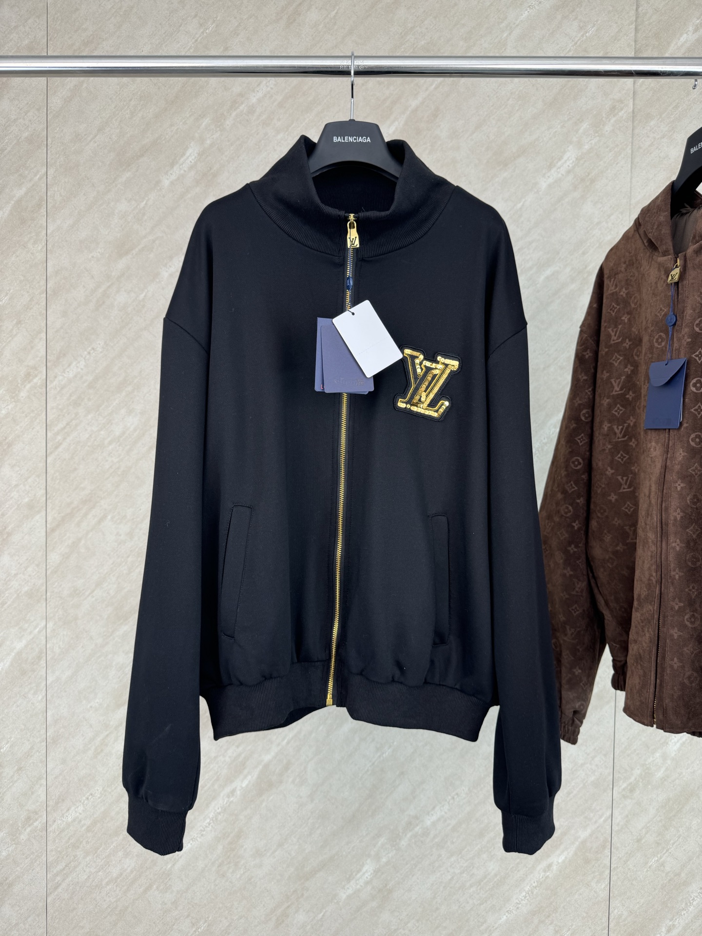 P285 1V chaqueta sudadera cremallera bordada lentejuelas talla s m l xl