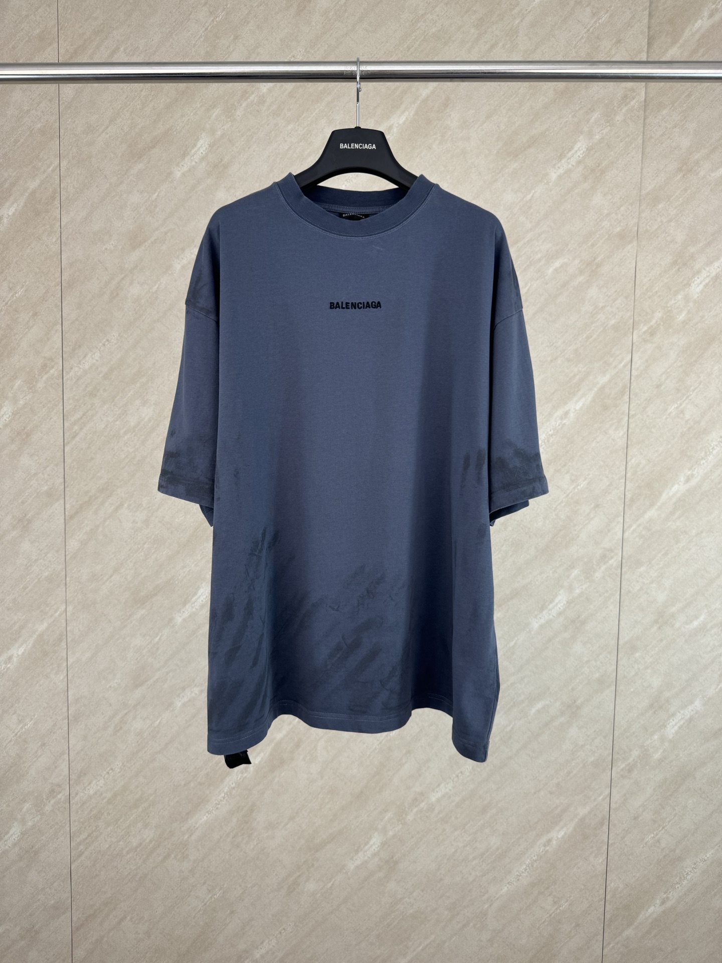 P125 BALENCIAGA París 26SS camiseta de manga corta cuello redondo con bordado de efecto desgastado, tallas S M L XL