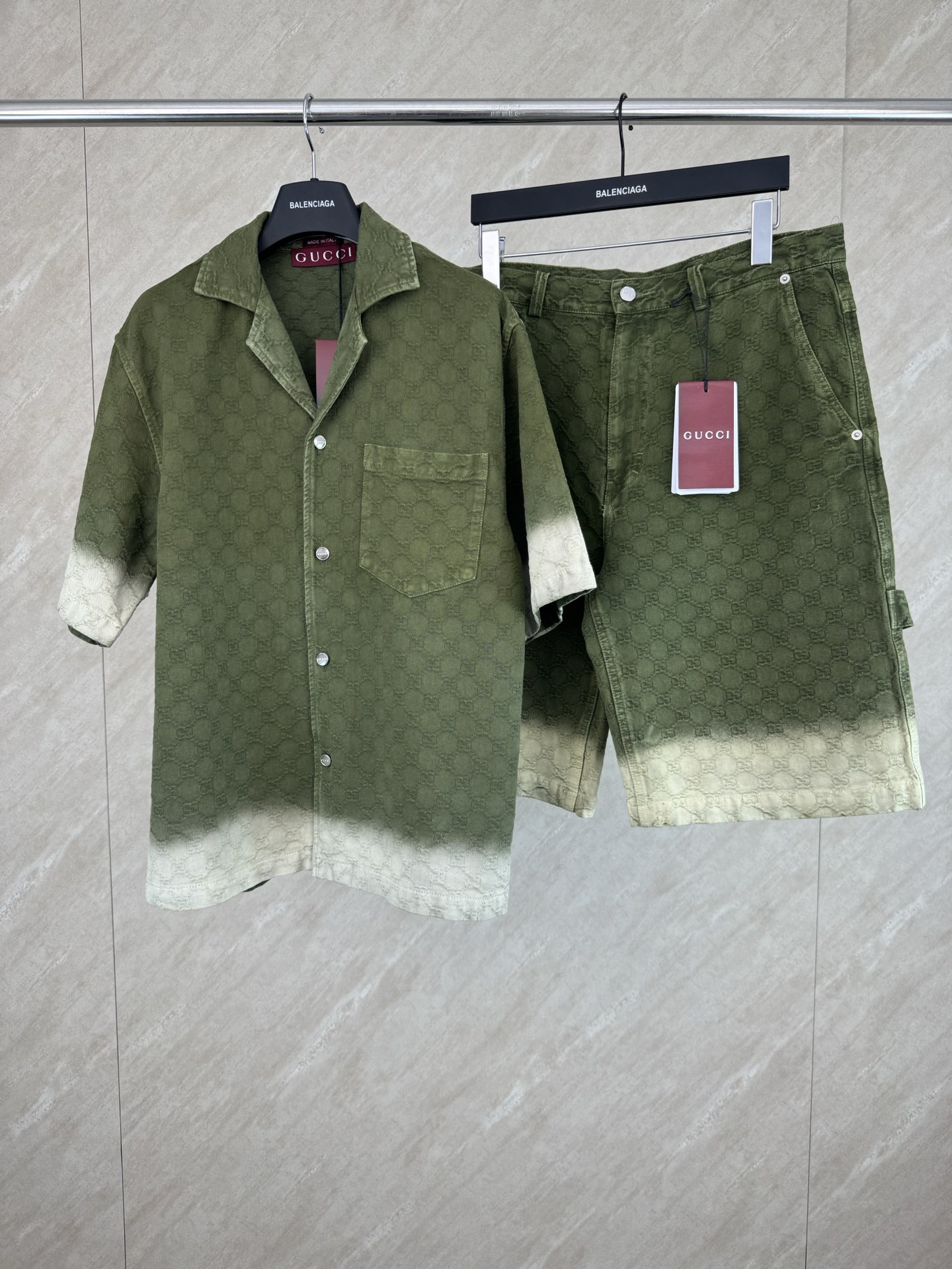 Gucci Gucci 古奇 暗纹双G提花渐变短袖牛仔