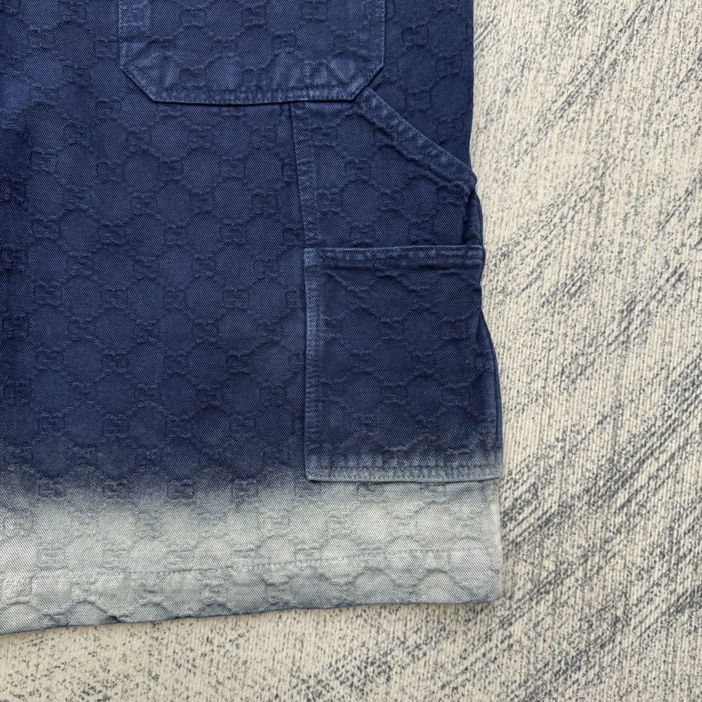 Gucci Gucci 古奇 暗纹双G提花渐变牛仔短裤