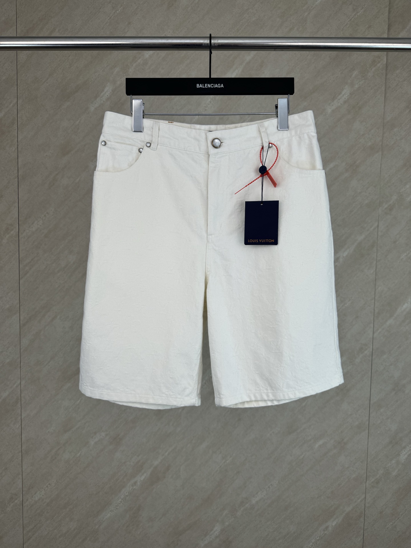 P200 1V 26SS nuevos pantalones cortos de mezclilla jacquard con elemento monograma blanco primavera y verano Talla: S/M…