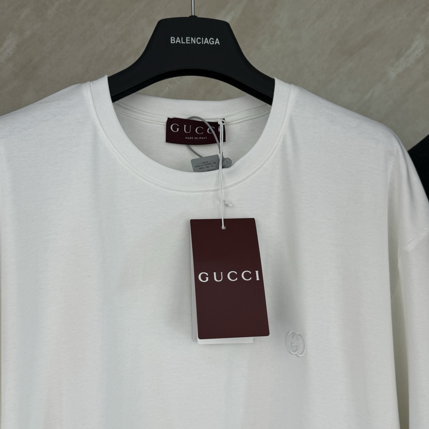 Gucci GUCCI 古奇 26SS圆领双G互扣刺绣针织棉短袖T恤