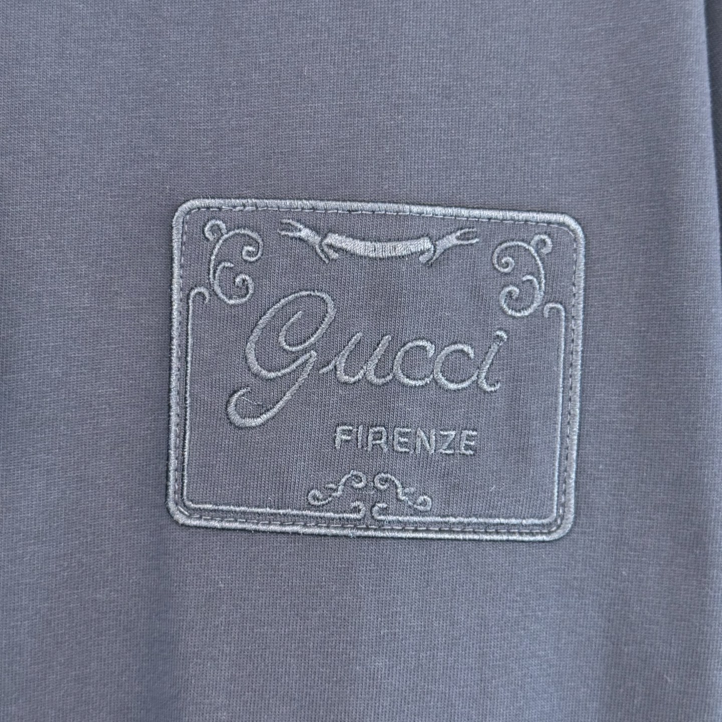 Gucci gucci 古奇 方块字母刺绣蓝色短袖T恤
