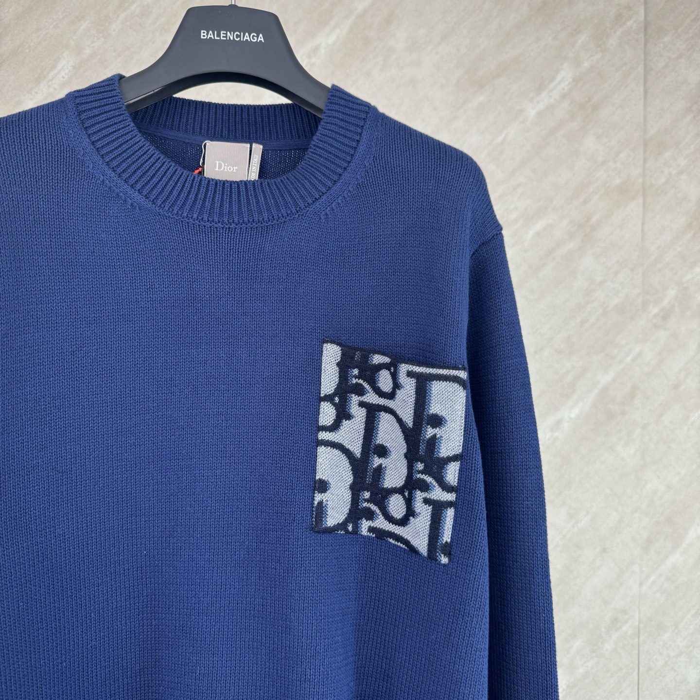 Dior Dior 迪奥 SS26新款 Obilque拼接字母口袋袖肘针织衫毛衣